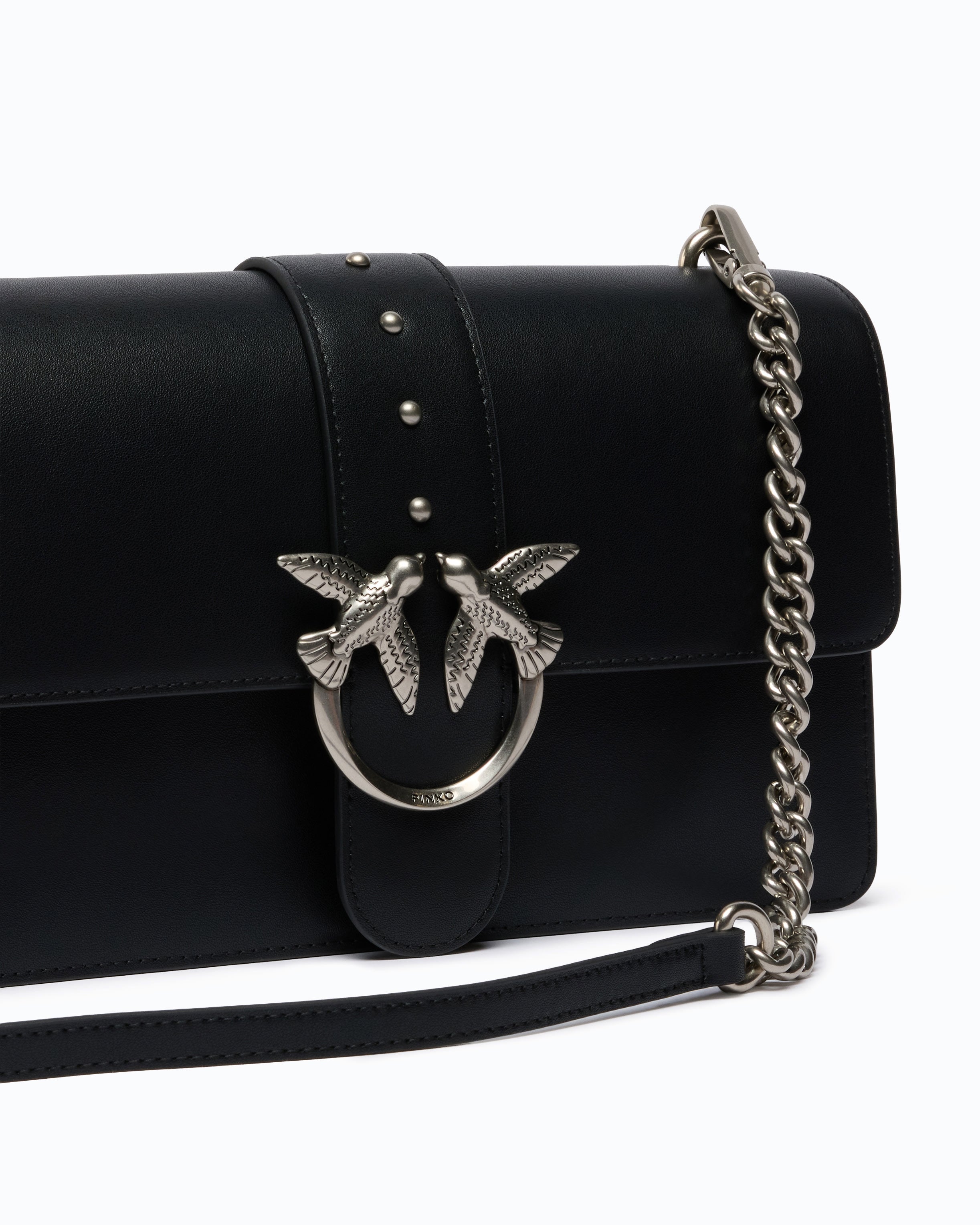 Pinko Love Bag One torebka skórzana czarna średnia