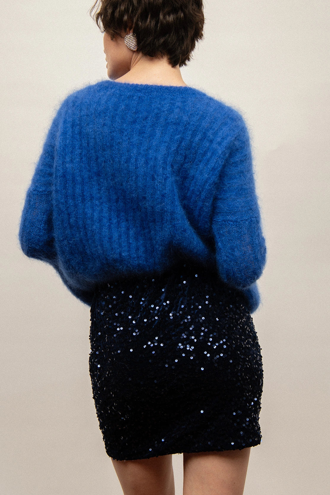 Nudyess River moherowy sweter Dark Blue