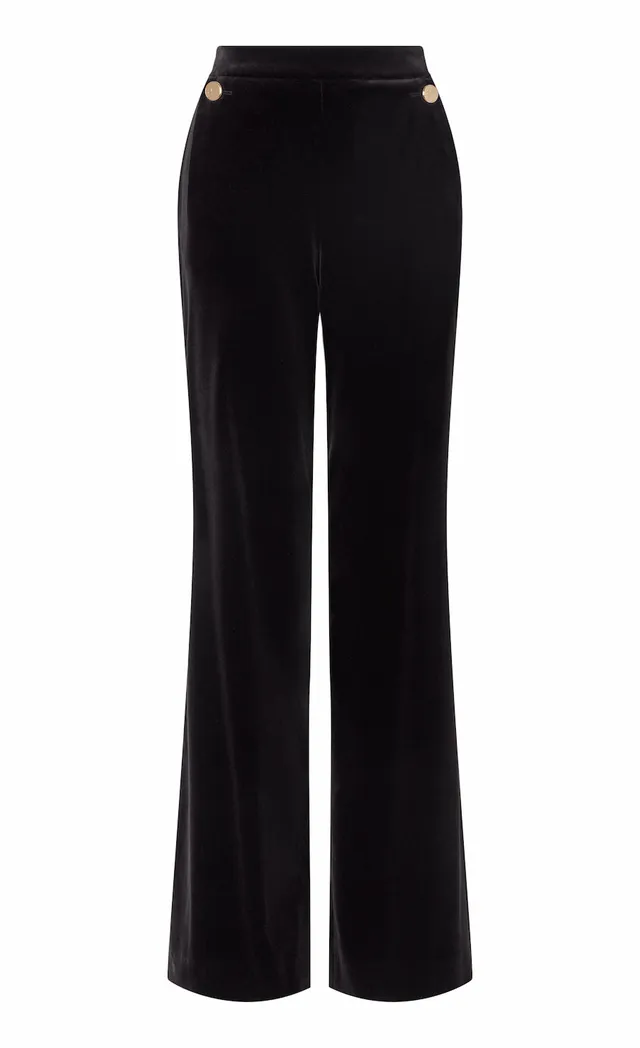 Temperley London Clove spodnie welwetowe czarne welwet