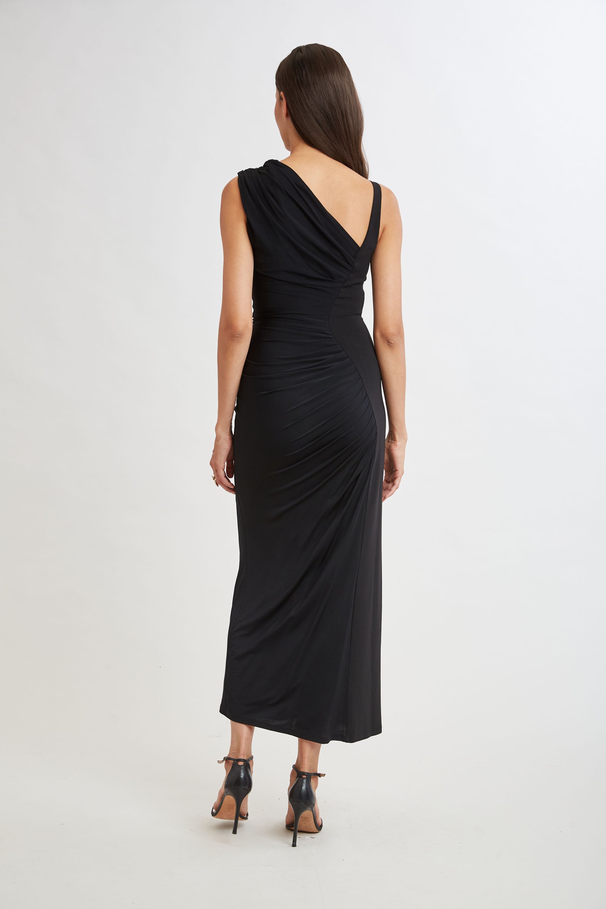Elie Tahari Asymmetric E905T614 suknia czarna długa