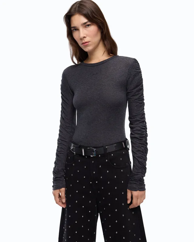 Pinko Muscari Sweater sweter szary wełna bawełna