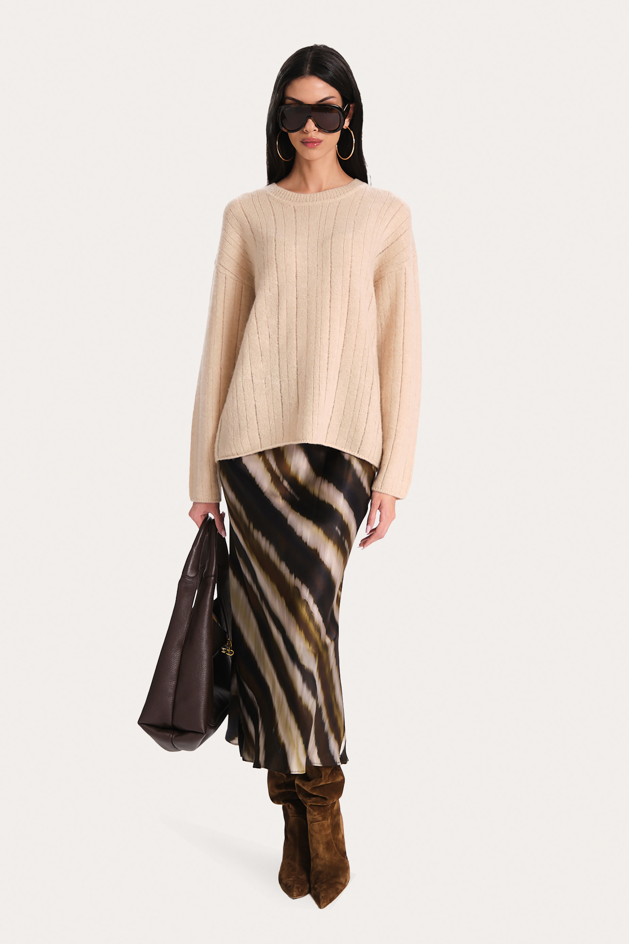 Elie Tahari Cashmere ER5Y8505 sweter Beige kaszmir