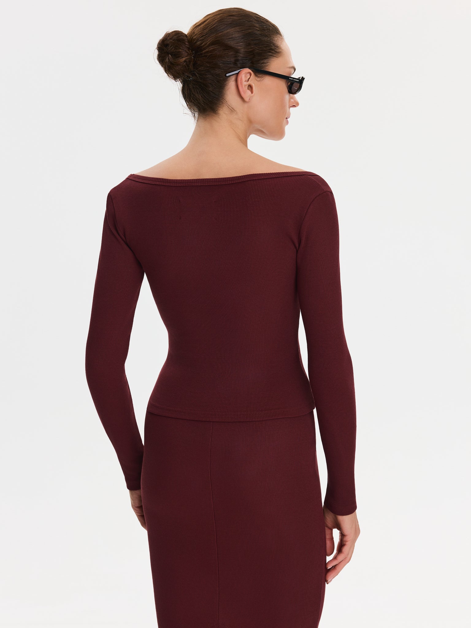 Nudyess Tremity prążkowana spódnica midi burgund M/L
