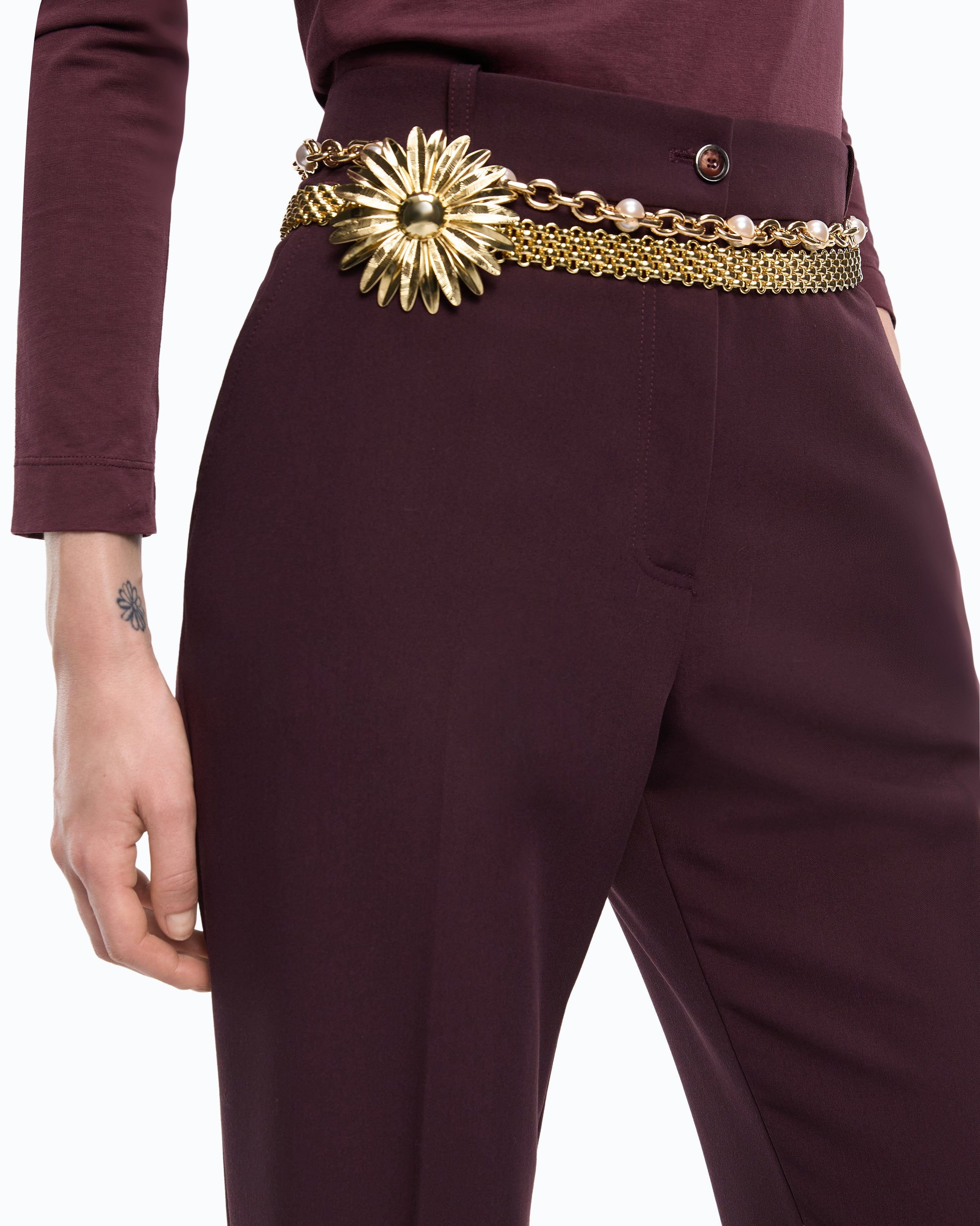 Pinko Petalo Pants spodnie palazzo bordowe