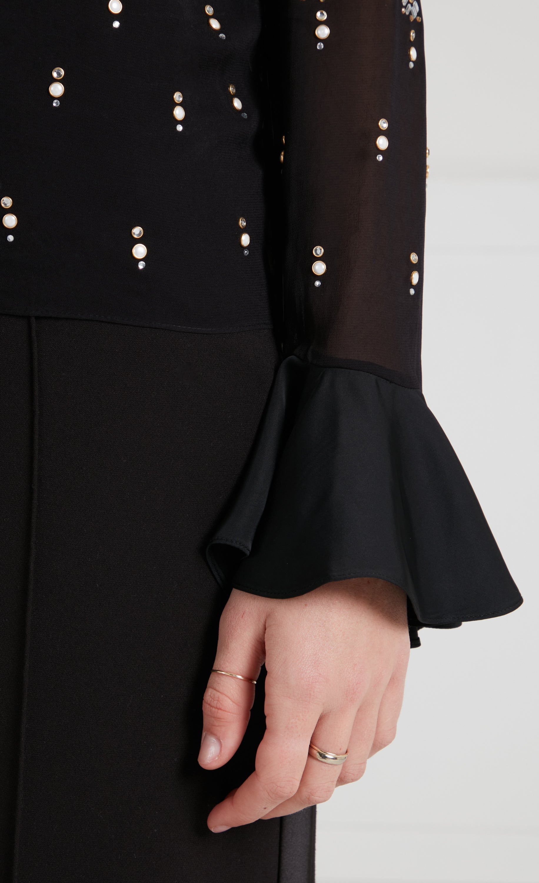 Temperley London Gallantry Blouse bluzka czarna z perełkami