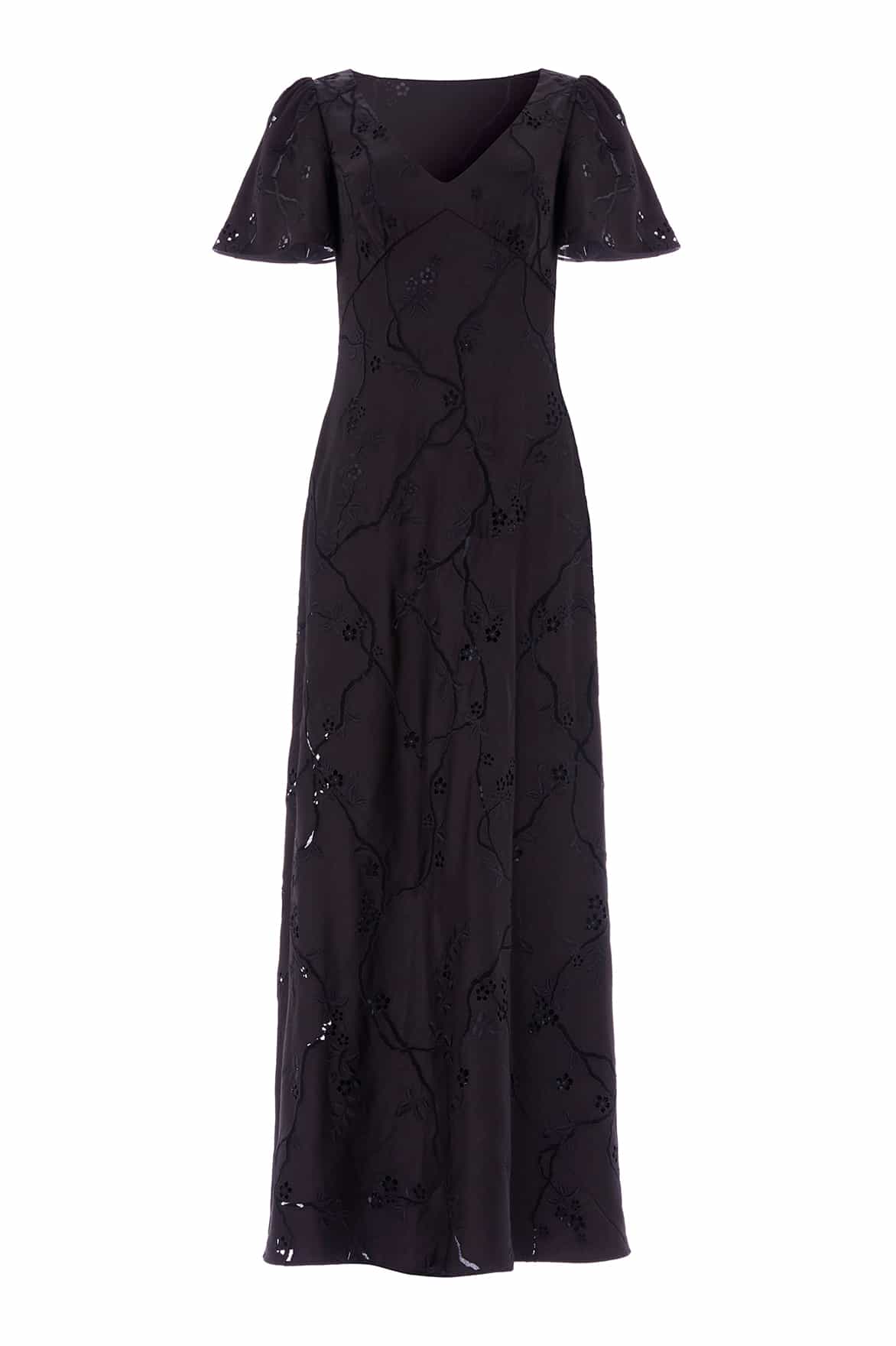 Needle & Thread Cherry Blossom Satin suknia czarna haft
