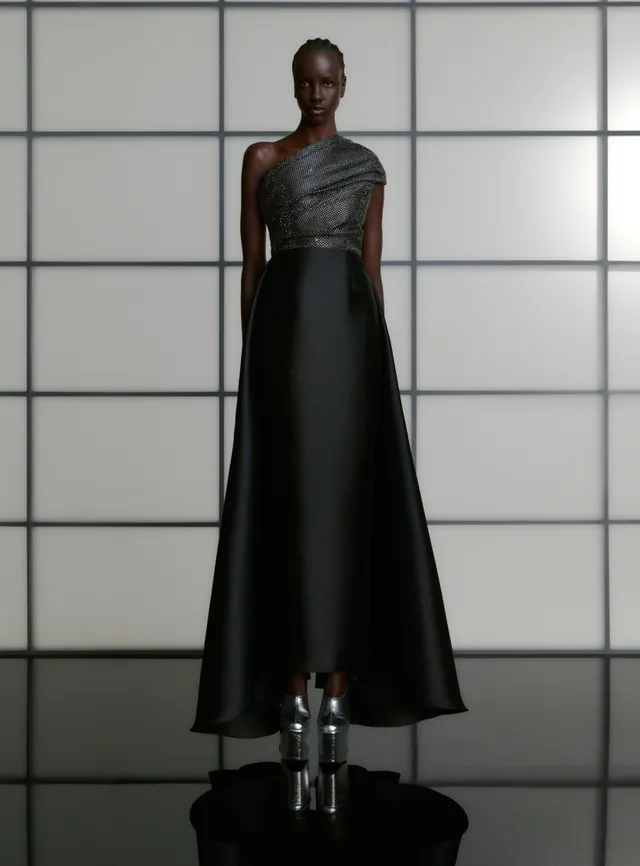 Solace London Alba Crystal sukienka maxi cekinowa czarna