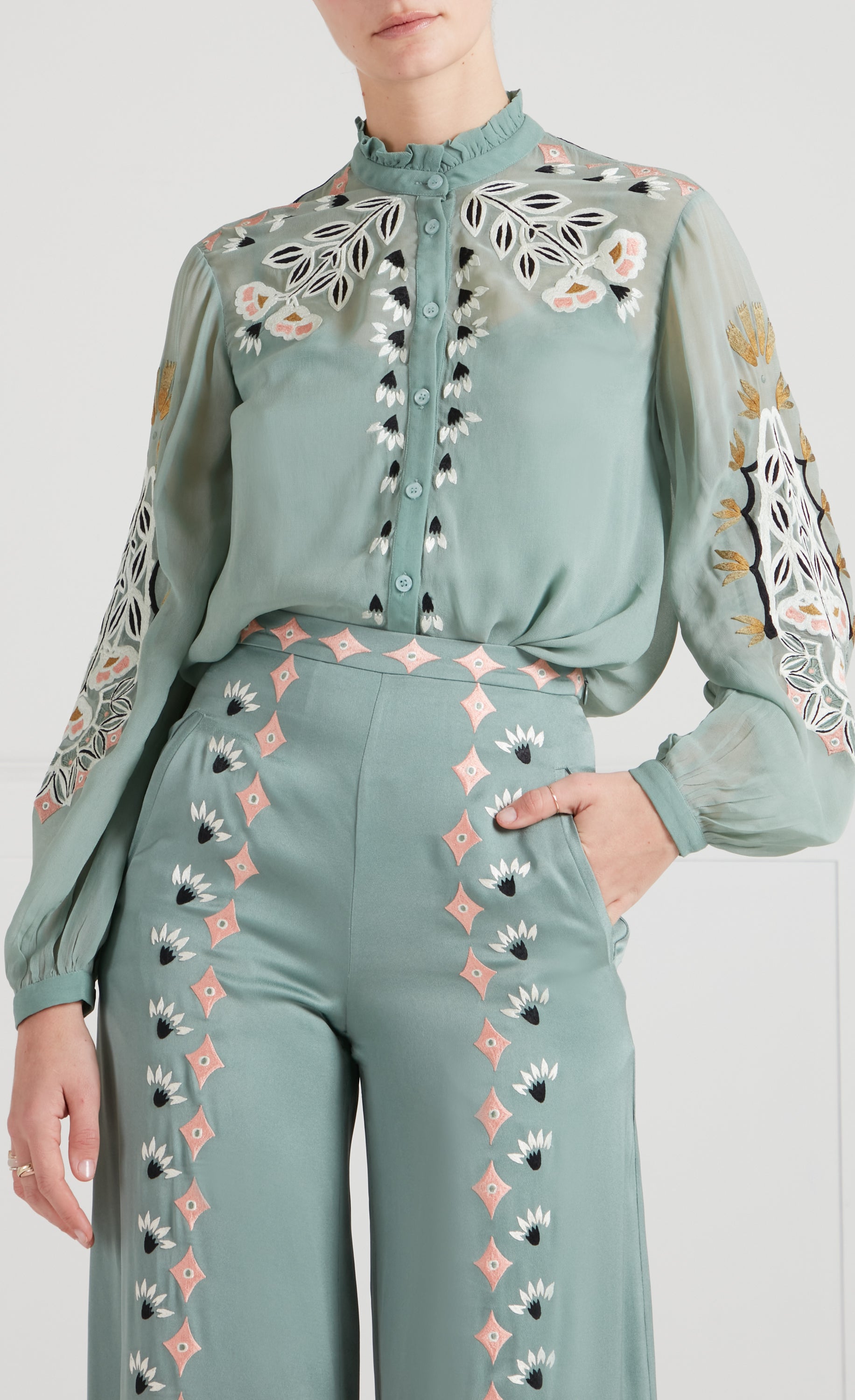 Temperley London Rosalba koszula jadeit haft