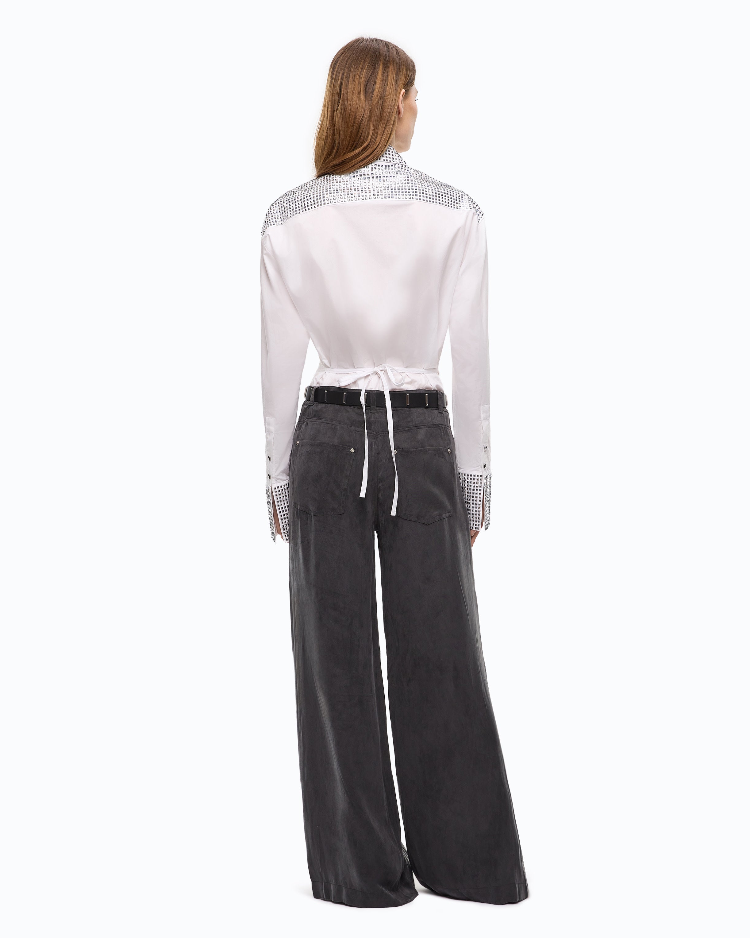 Pinko Honda Shirt koszula poplinowa biała strass