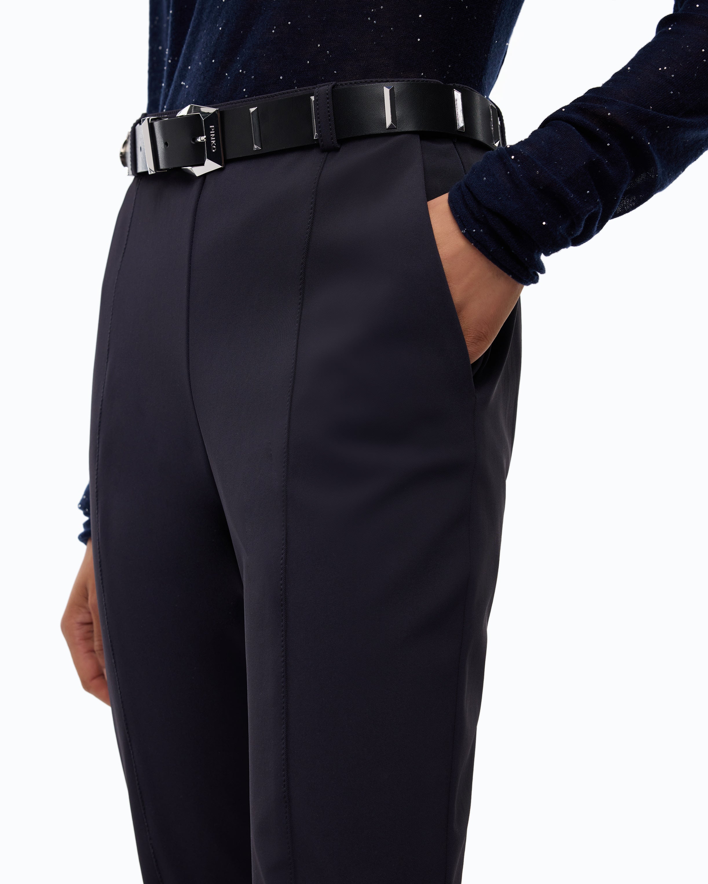 Pinko Tancredi spodnie skinny eleganckie niebieskie