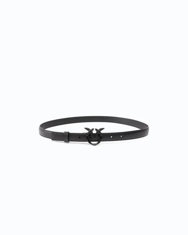 Pinko Love Birds Thin pasek skórzany 2 cm czarny