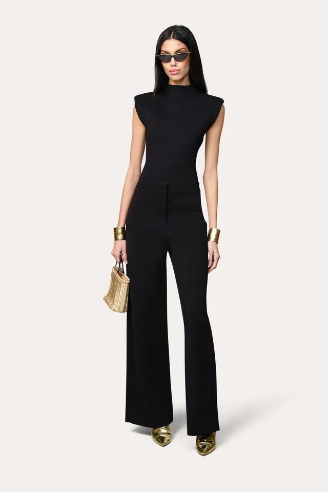 Elie Tahari Milano Sculpt Structured top bez rękawów czarny