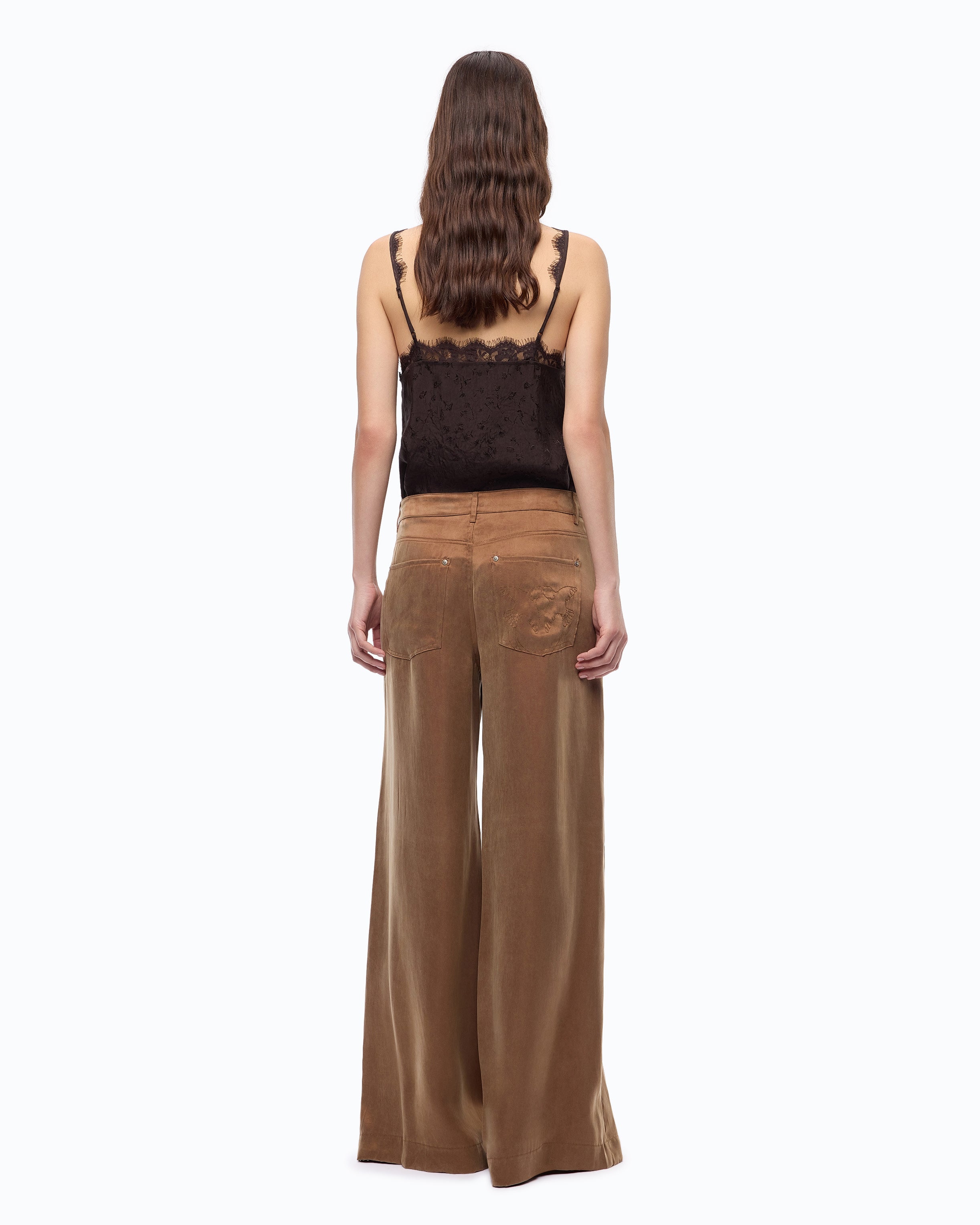 Pinko Porta Pants spodnie brązowe palazzo