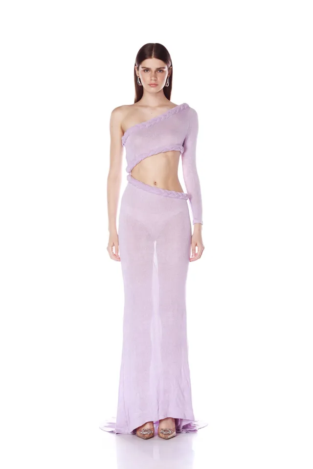 Bronx and Banco Margot Lilac sukienka liliowa na jedno ramię