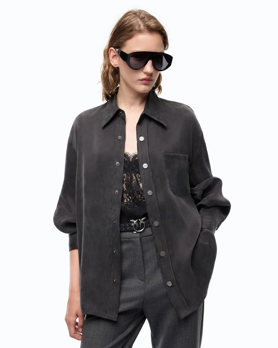 Pinko Careser Shirt koszula welurowa czarna