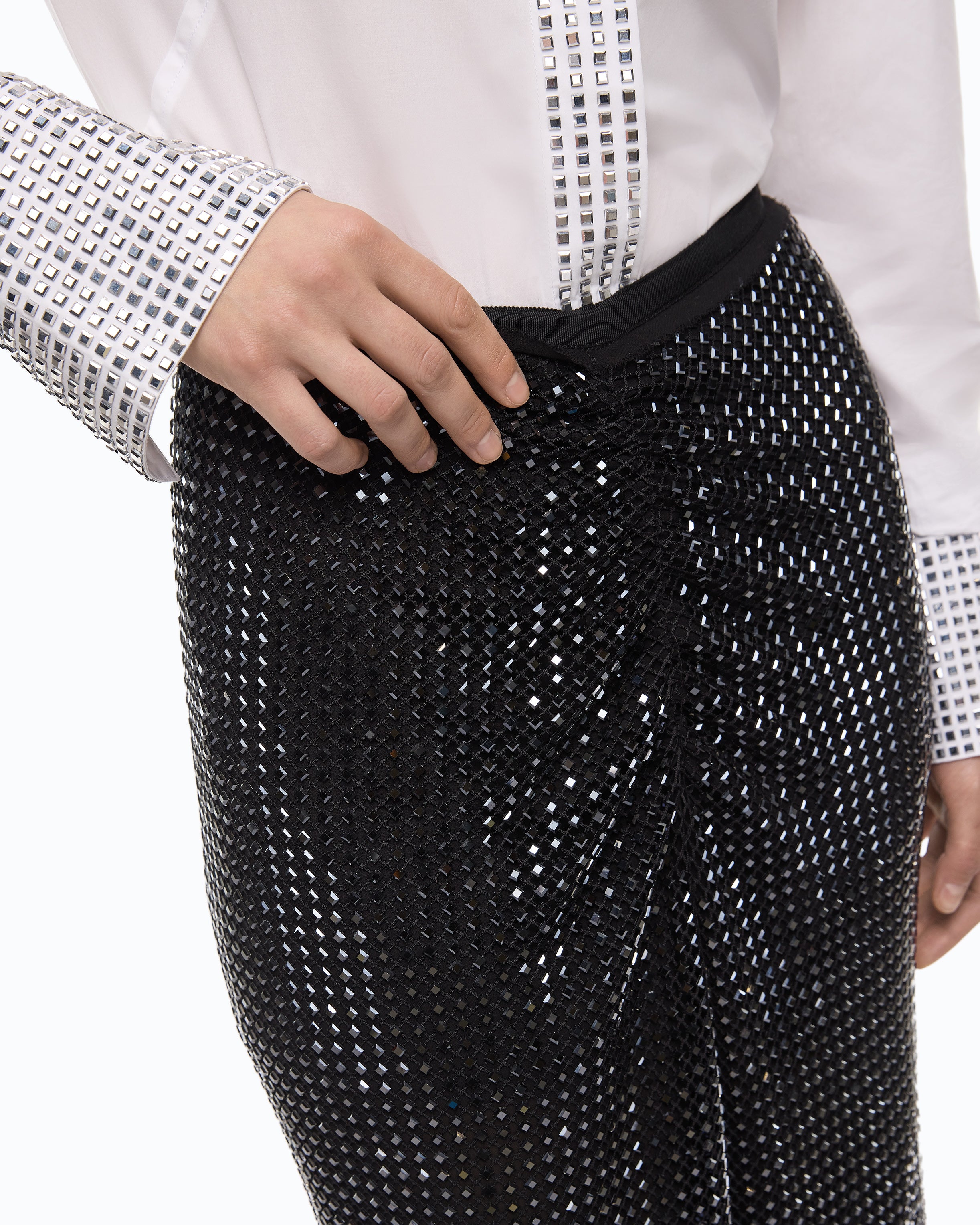 Pinko Berlina Skirt spódnica czarna za kolano z kryształkami