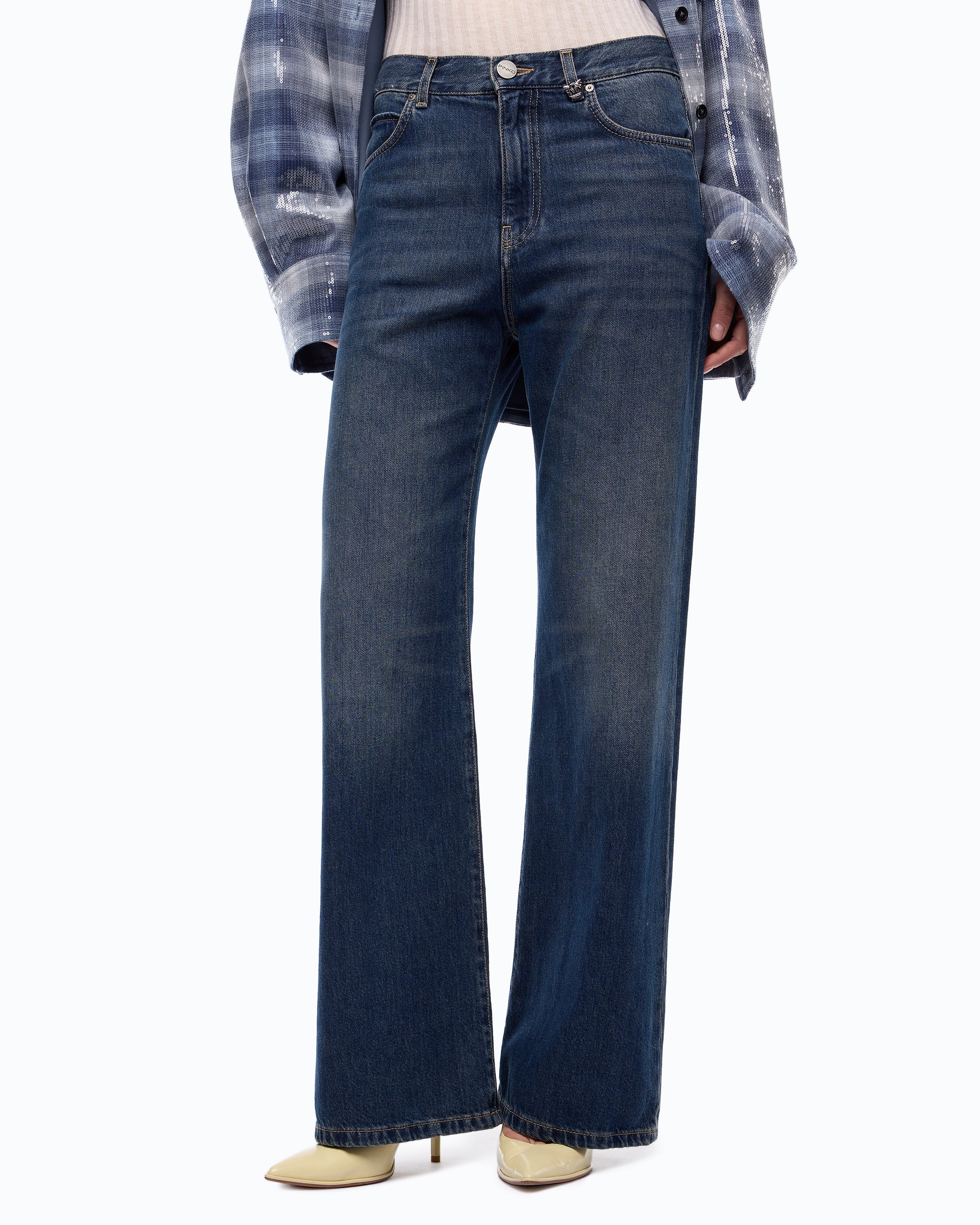 Pinko Wanda Wide Leg dżinsy soft stone wash