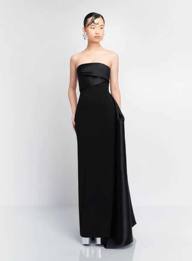 Solace London Kinsley sukienka maxi czarna bez ramiączek