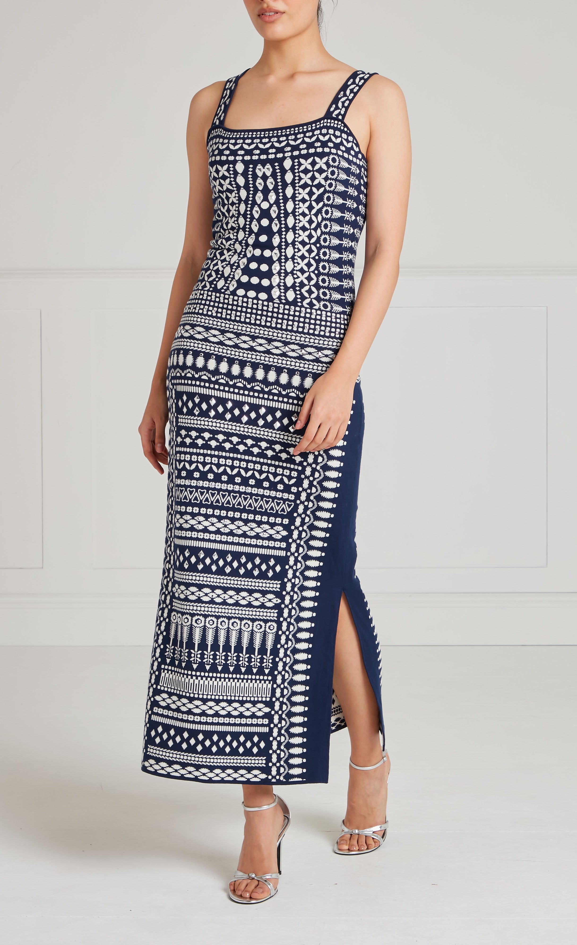 Temperley London Tlalli sukienka midi navy silver