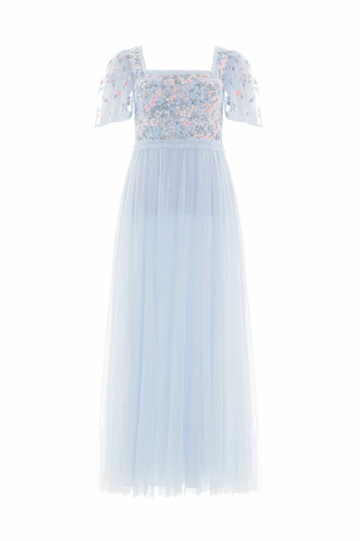 Needle & Thread Versailles Ditsy Bodice Ankle Gown sukienka niebieska