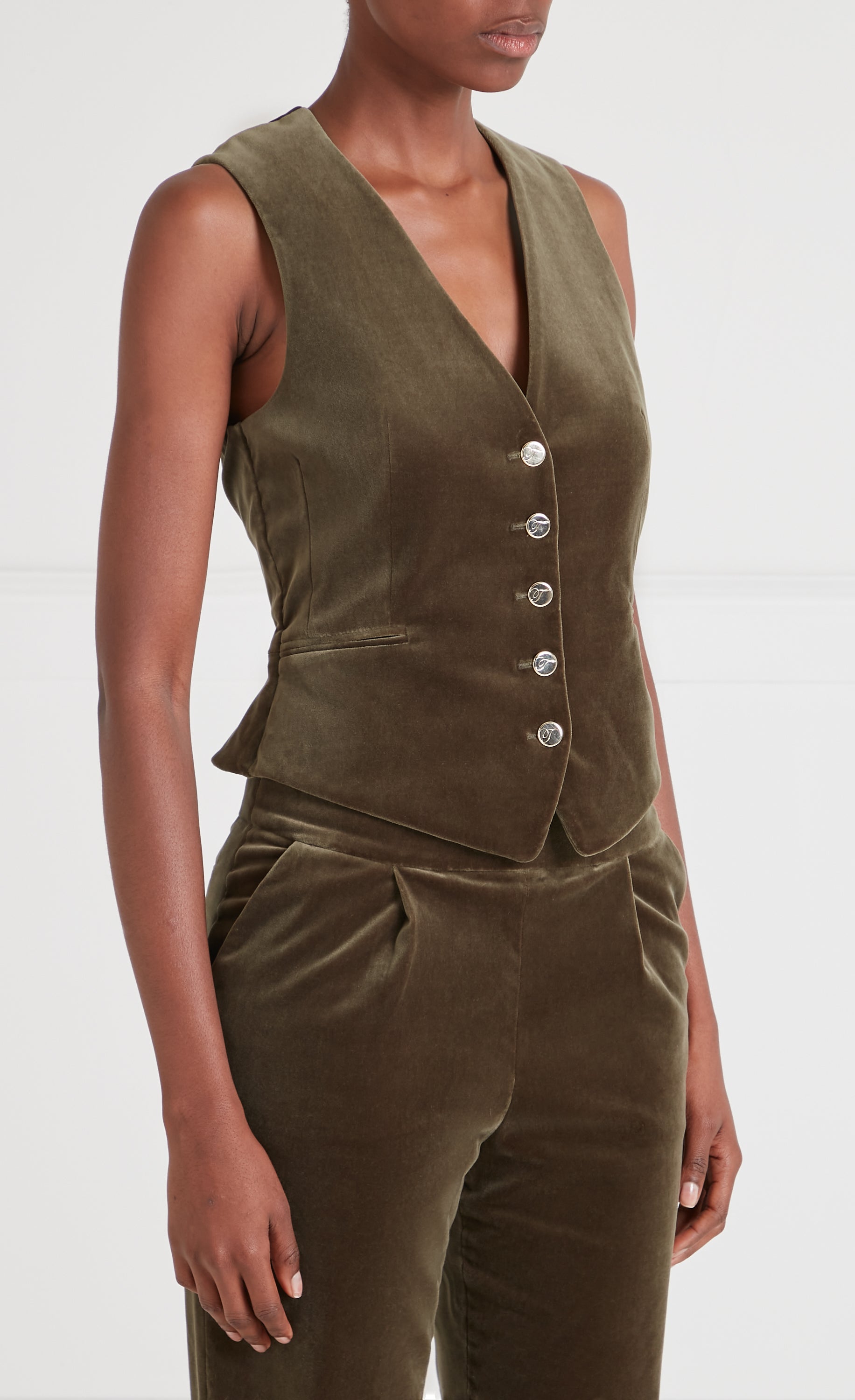 Temperley London Clove Velvet Waistcoat kamizelka Militare aksamitna