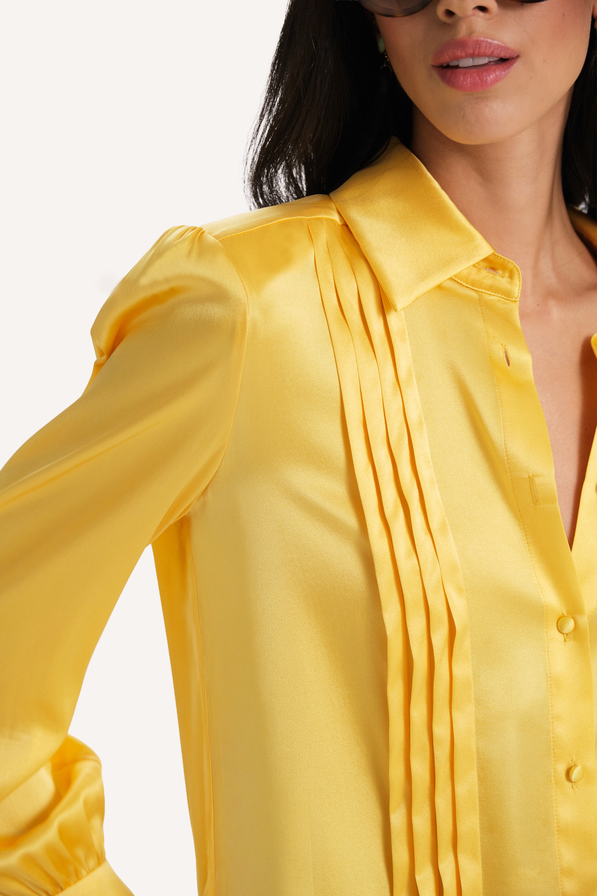 Elie Tahari Chloe bluzka charmeuse Lemon Silk