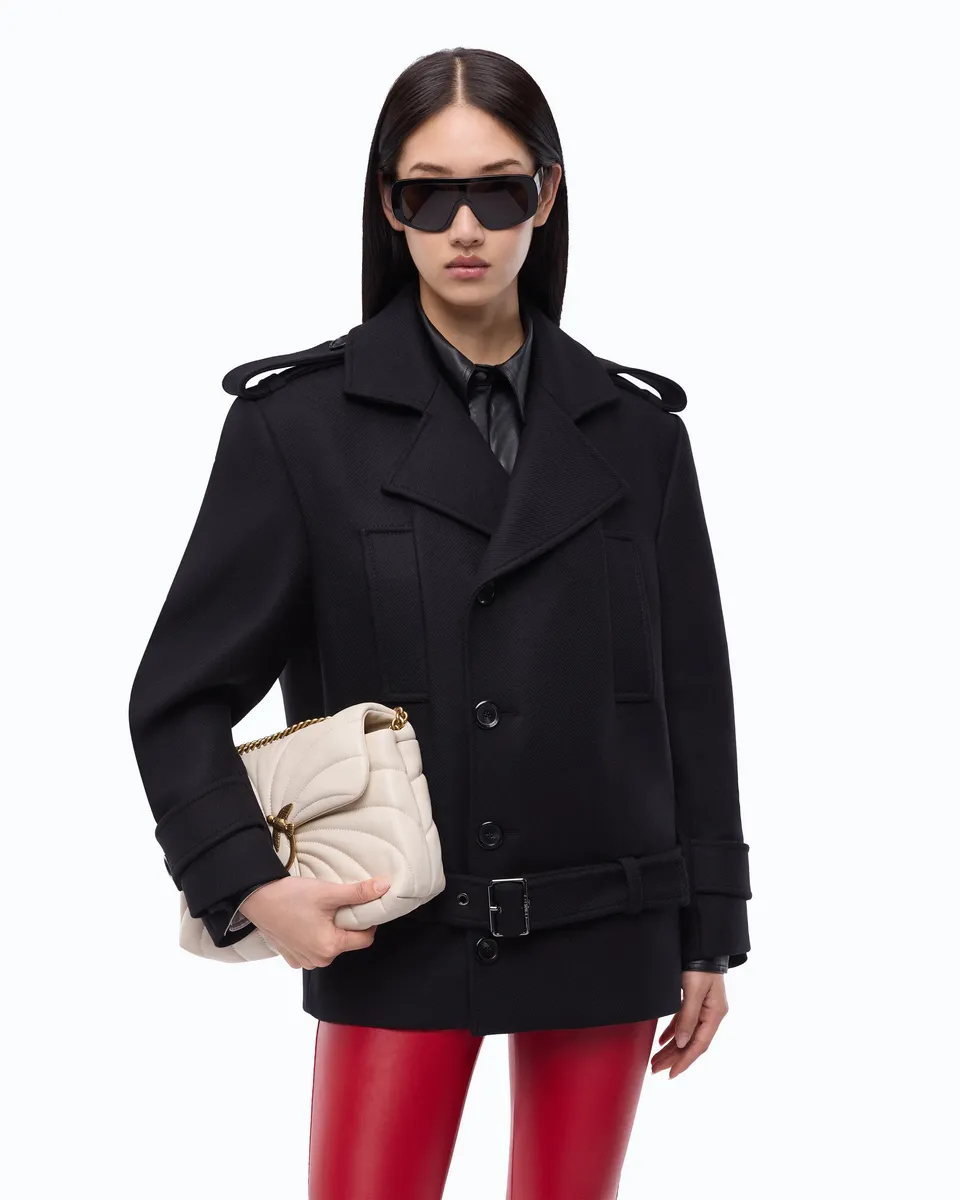 Pinko Tornado Peacoat bosmanka czarna wełna