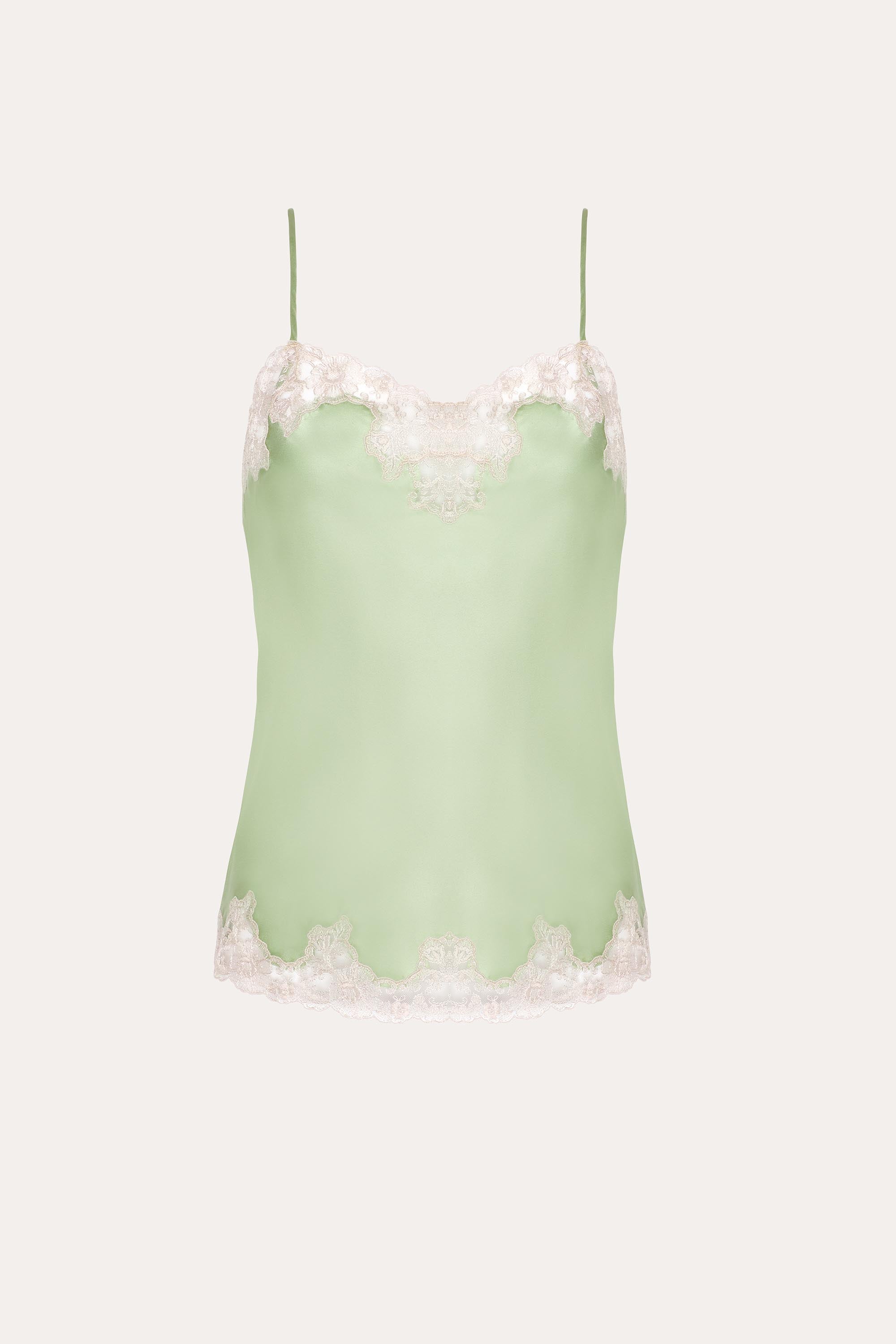 Elie Tahari Dani Silk Lace Cami top jedwabny Sage Mist