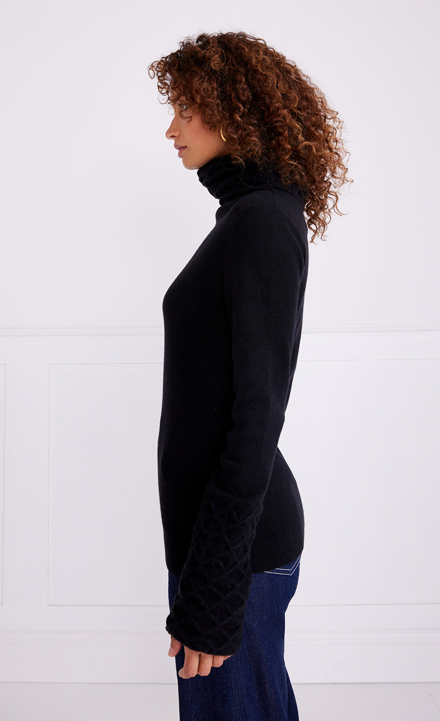 Temperley London Honeycomb Knit Jumper sweter czarny wełna