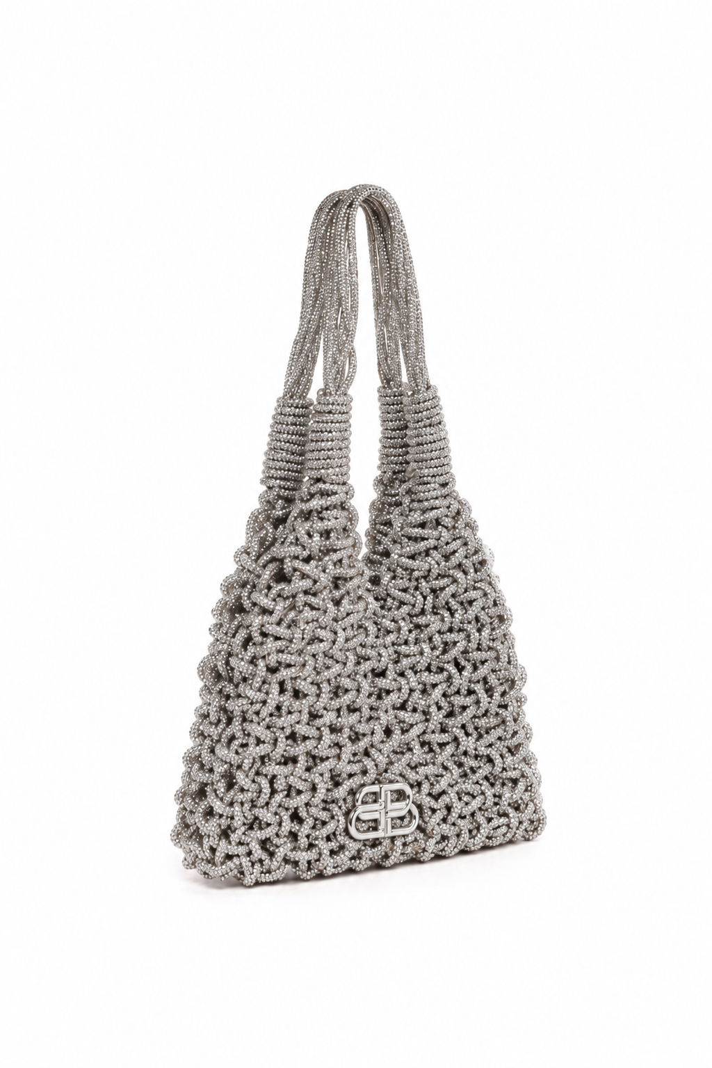 Bronx and Banco Knit Metallic torebka hobo srebrna