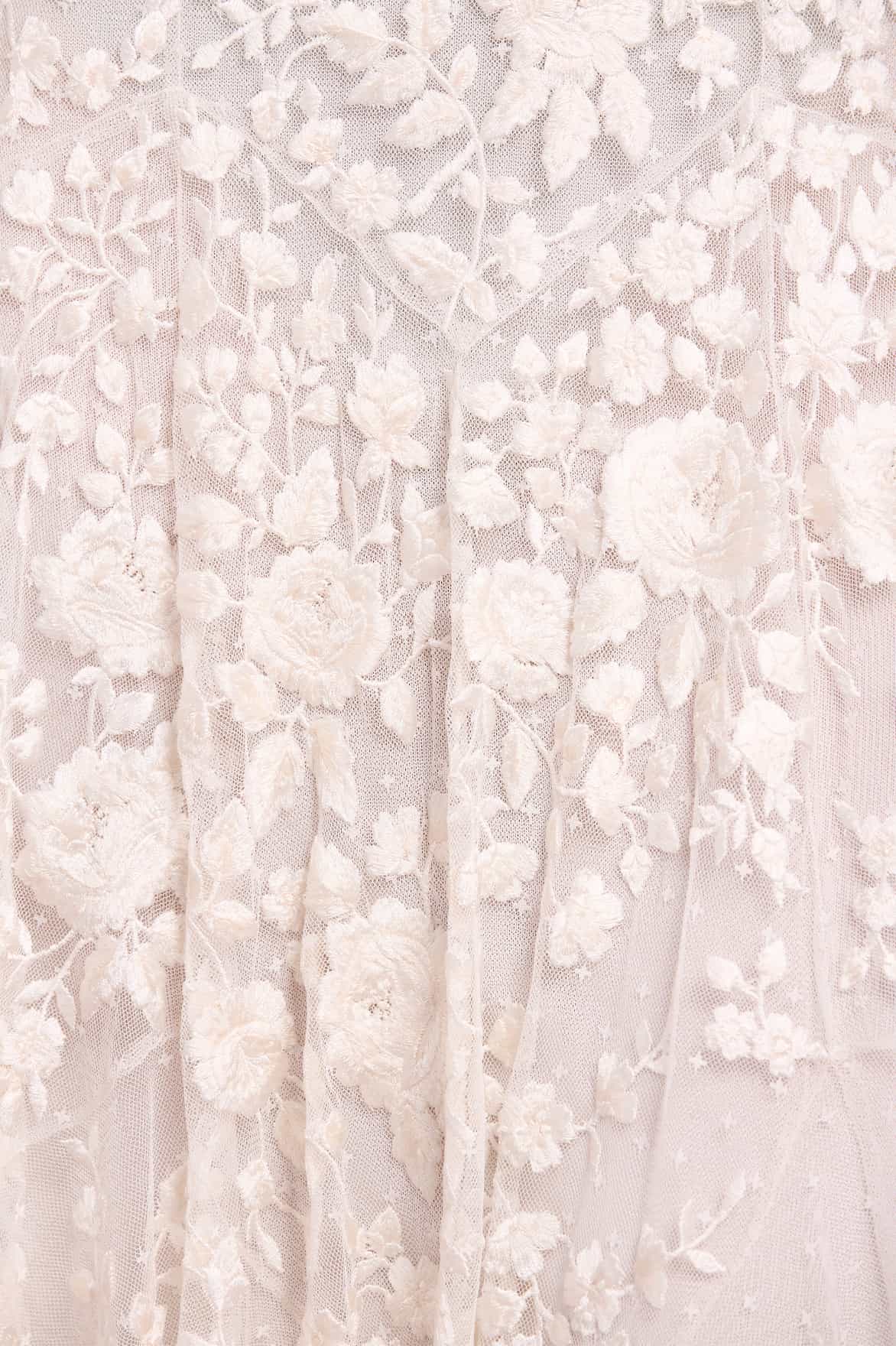 Needle & Thread Rosa Round Neck Ankle Gown sukienka biała haft