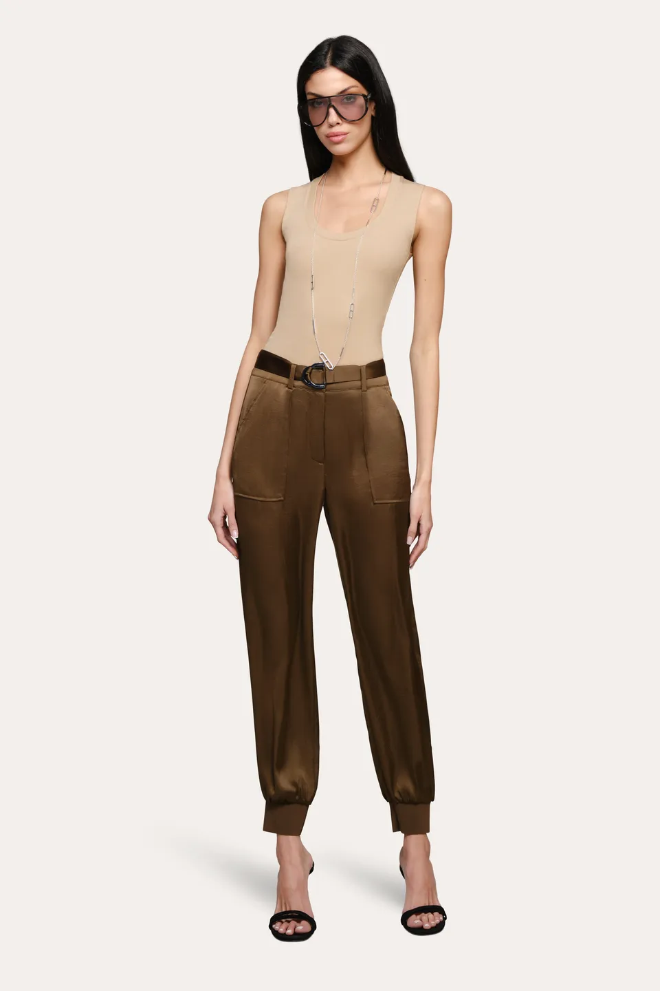 Elie Tahari Olivia Satin spodnie savoy satyna