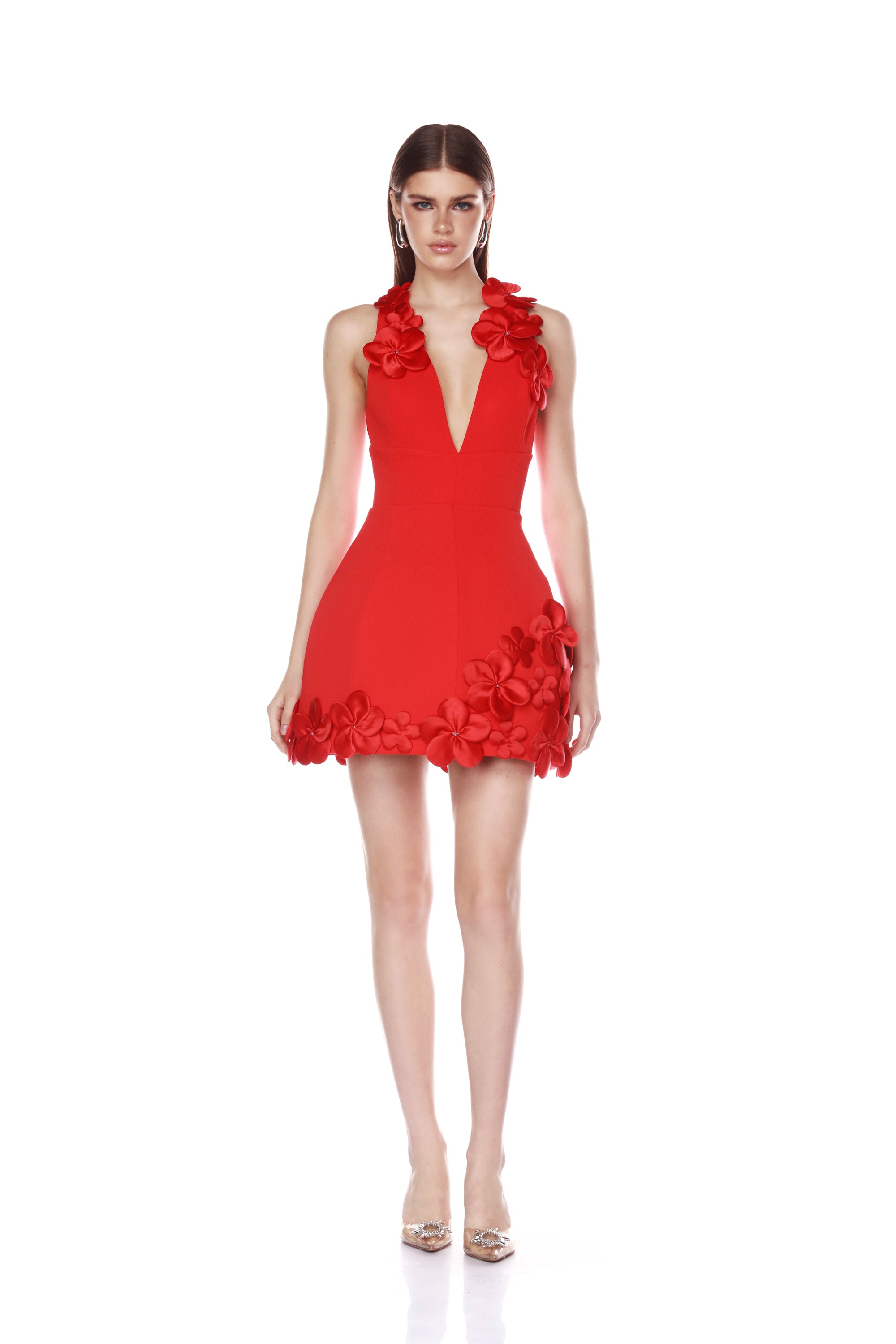 Bronx and Banco Estelle Red sukienka mini czerwona dekolt V