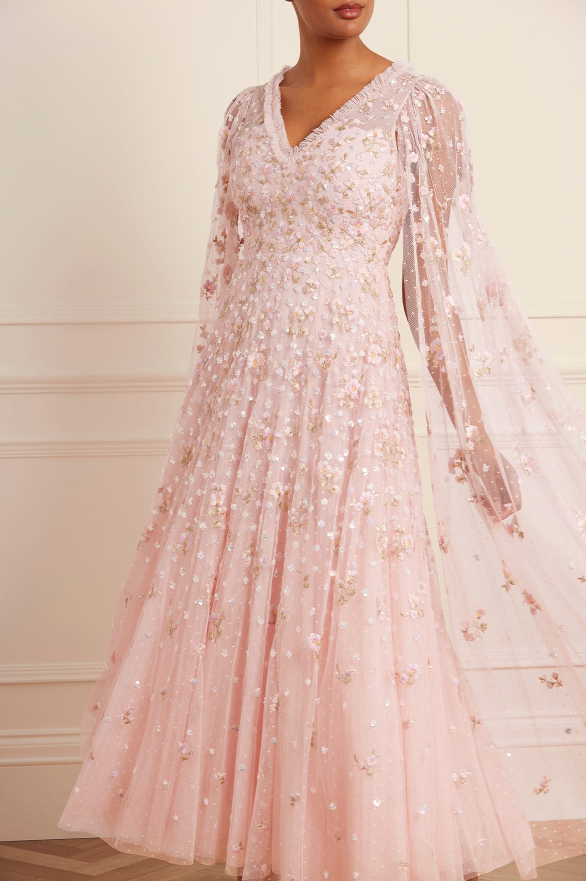 Needle & Thread Dahlia Ditsy Ankle Gown suknia różowa