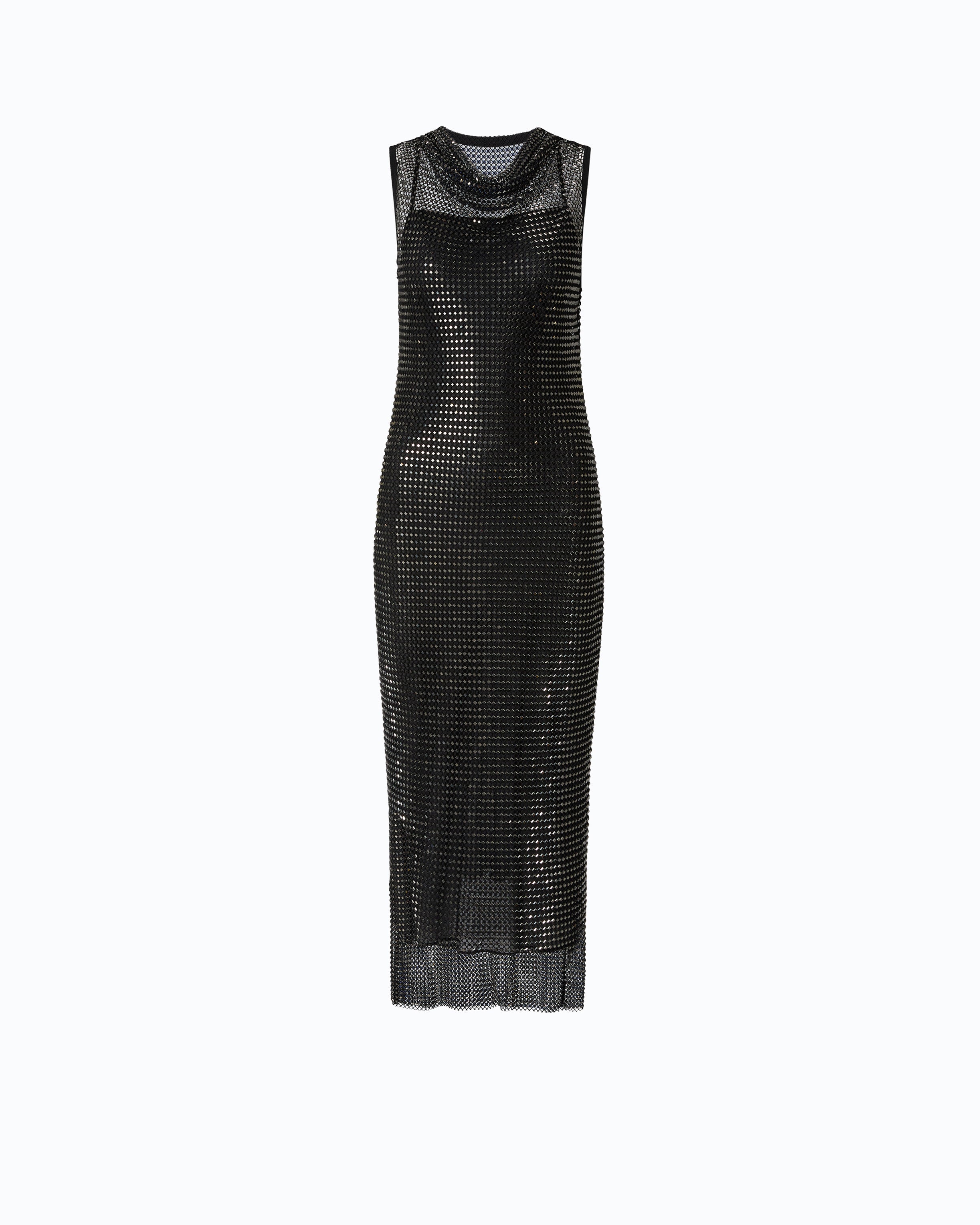 Pinko Carrera Dress sukienka midi czarna z cyrkoniami