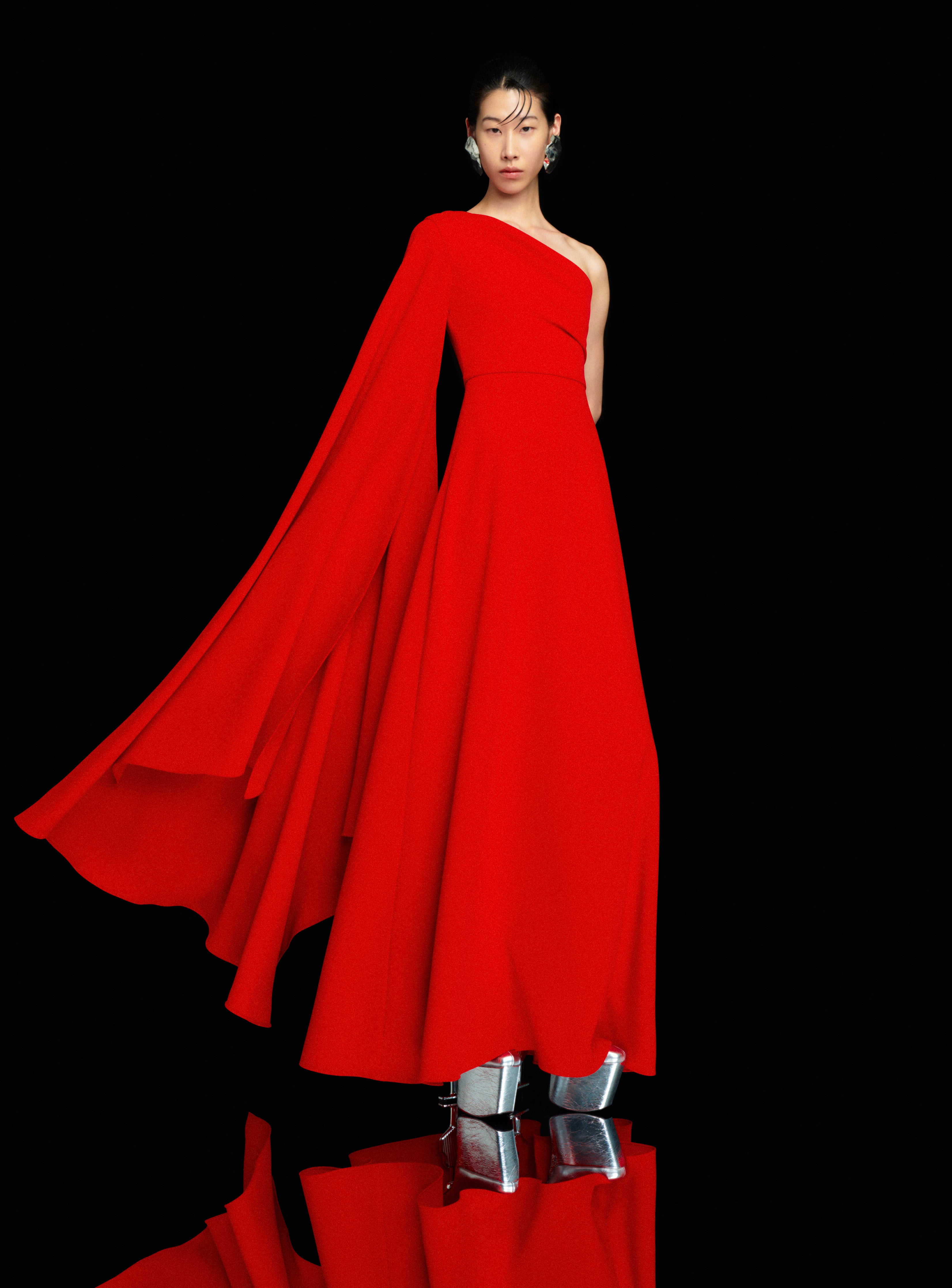 SOLACE LONDON Yazmin Maxi sukienka wieczorowa czerwona jedno ramię