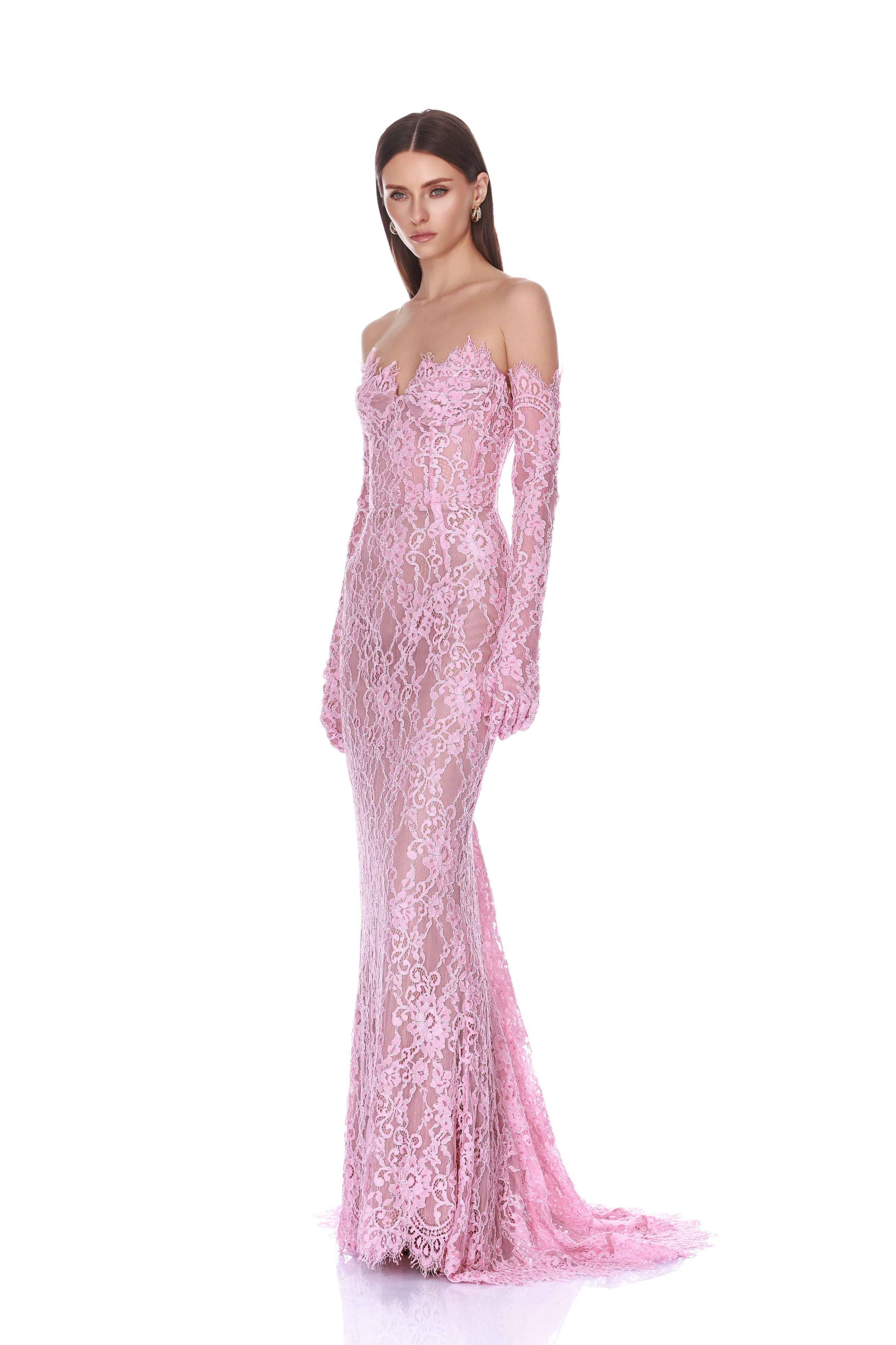 Bronx and Banco Kiera Blush Lace sukienka wieczorowa maxi