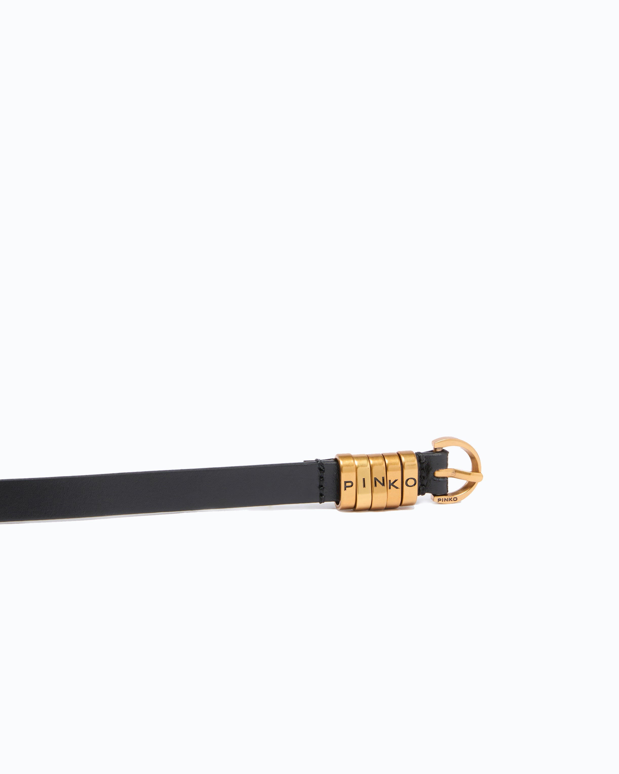 Pinko Saddle Belt H1 pasek skórzany wąski 1,2 cm