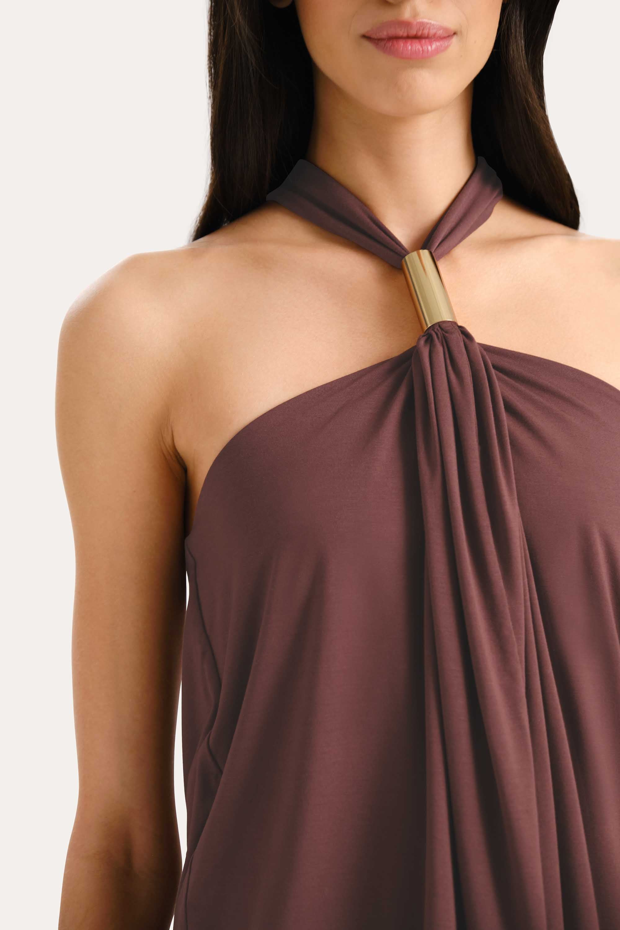 Elie Tahari Lila Halterneck Top bluzka Vintage Rouge