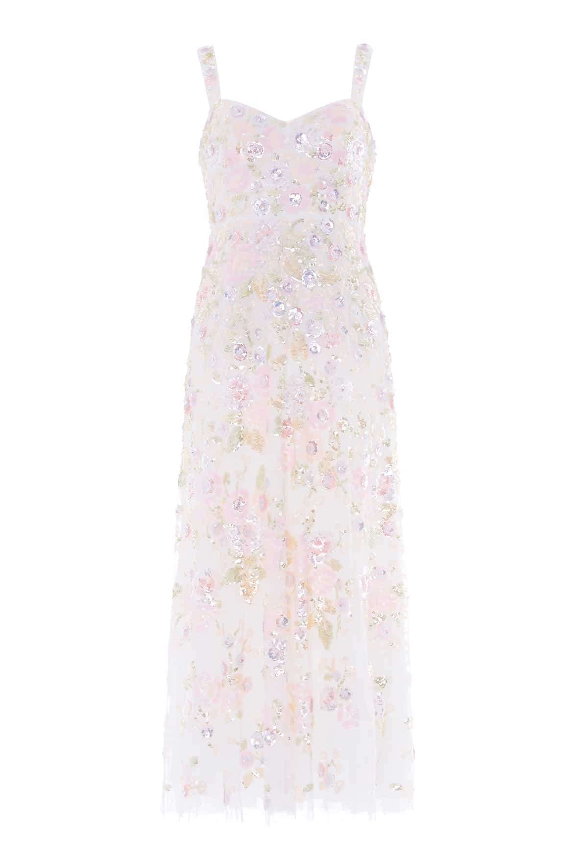 Needle & Thread Sequin Paradise sukienka biała cekiny serce