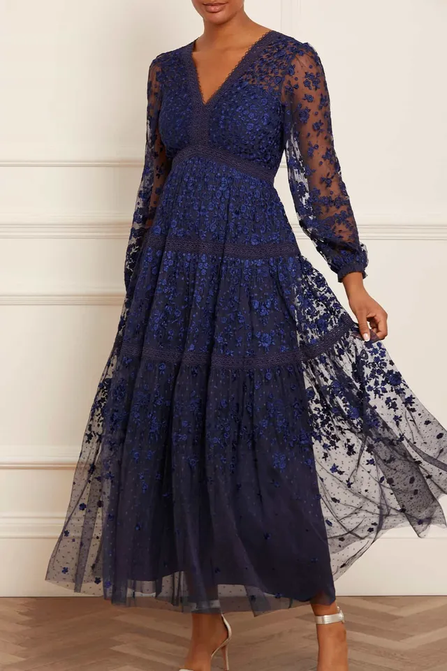 Needle & Thread Celestia Ribbon Ankle Gown sukienka niebieska