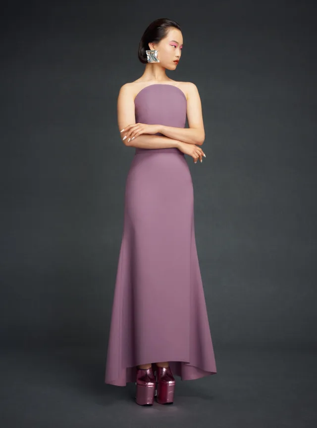 Solace London Ember Maxi Dress sukienka fioletowa bez ramiączek
