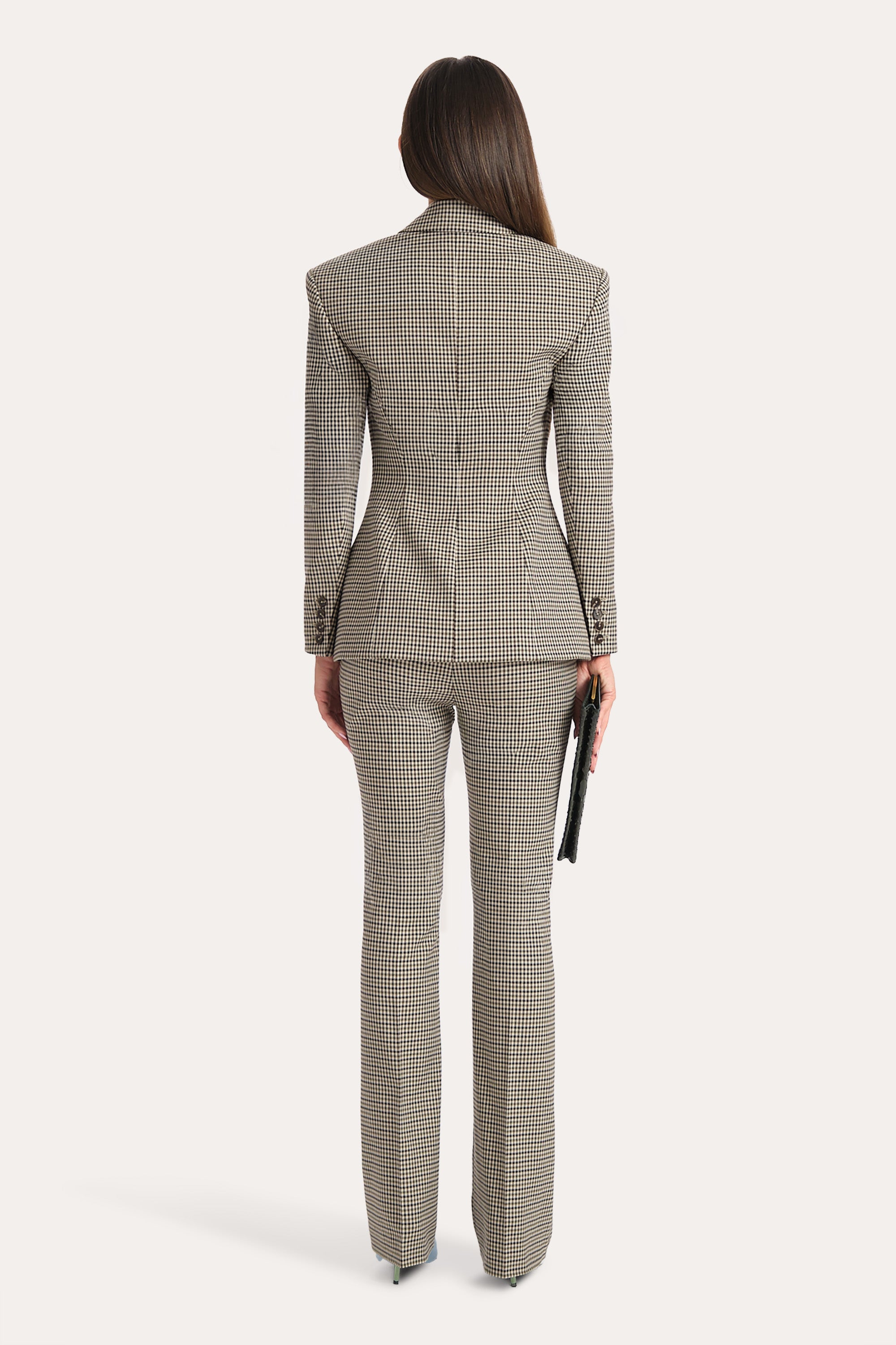 Elie Tahari Lola spodnie w kratę plaid z paskiem