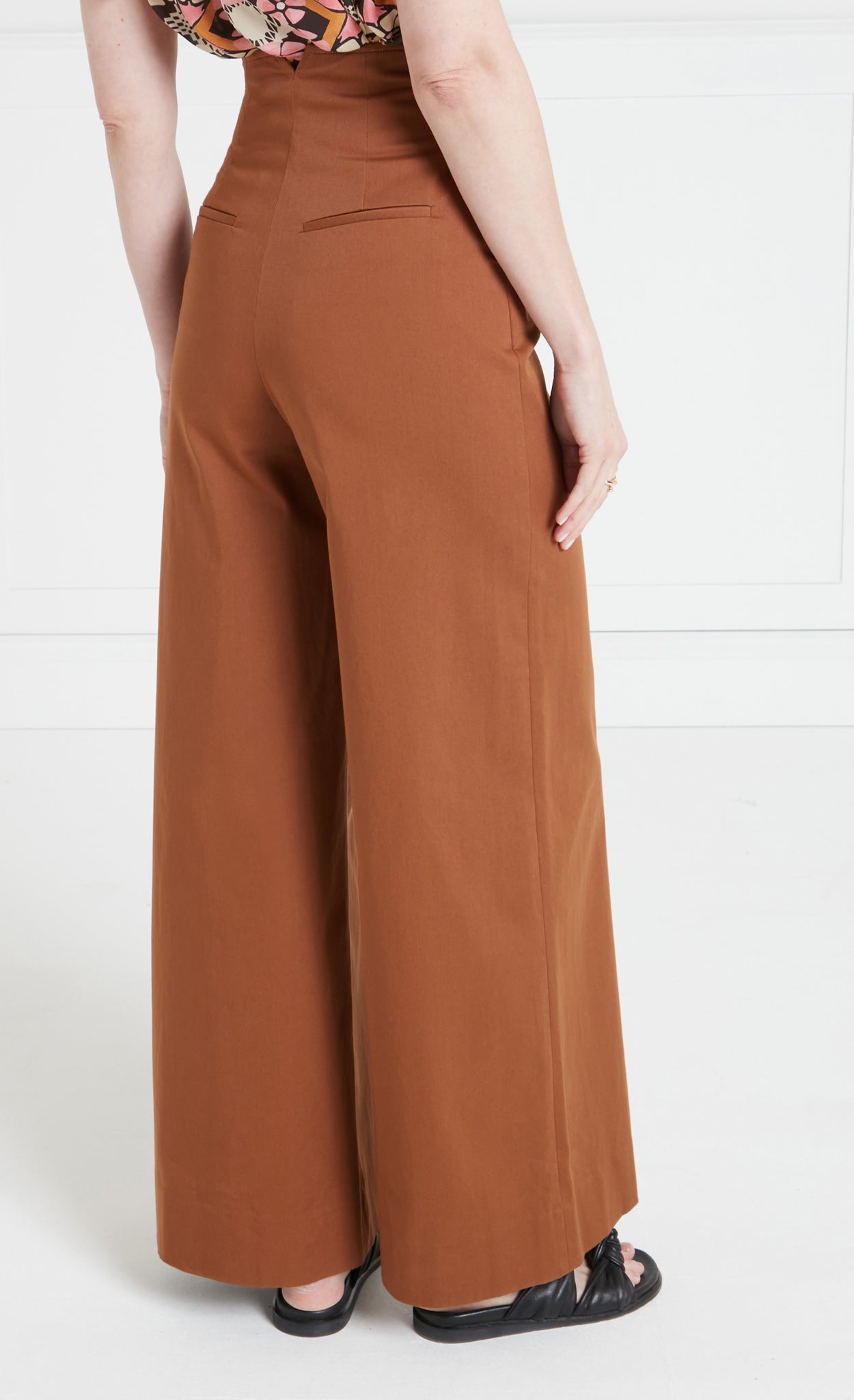 Temperley London Castell spodnie palazzo brązowe