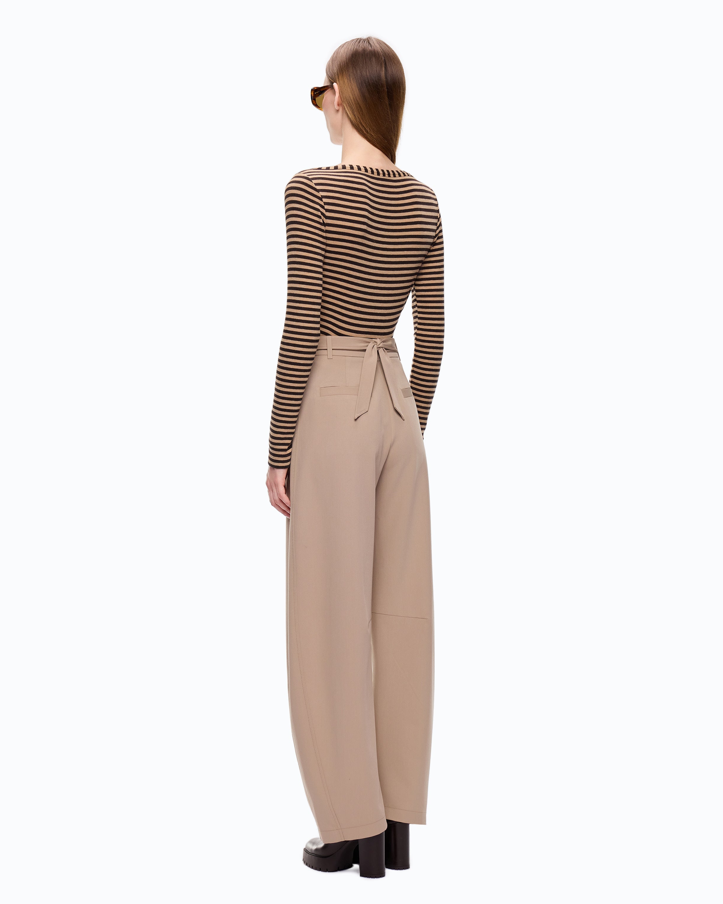 Pinko Sedum Serafino sweter beżowy w paski wełniany