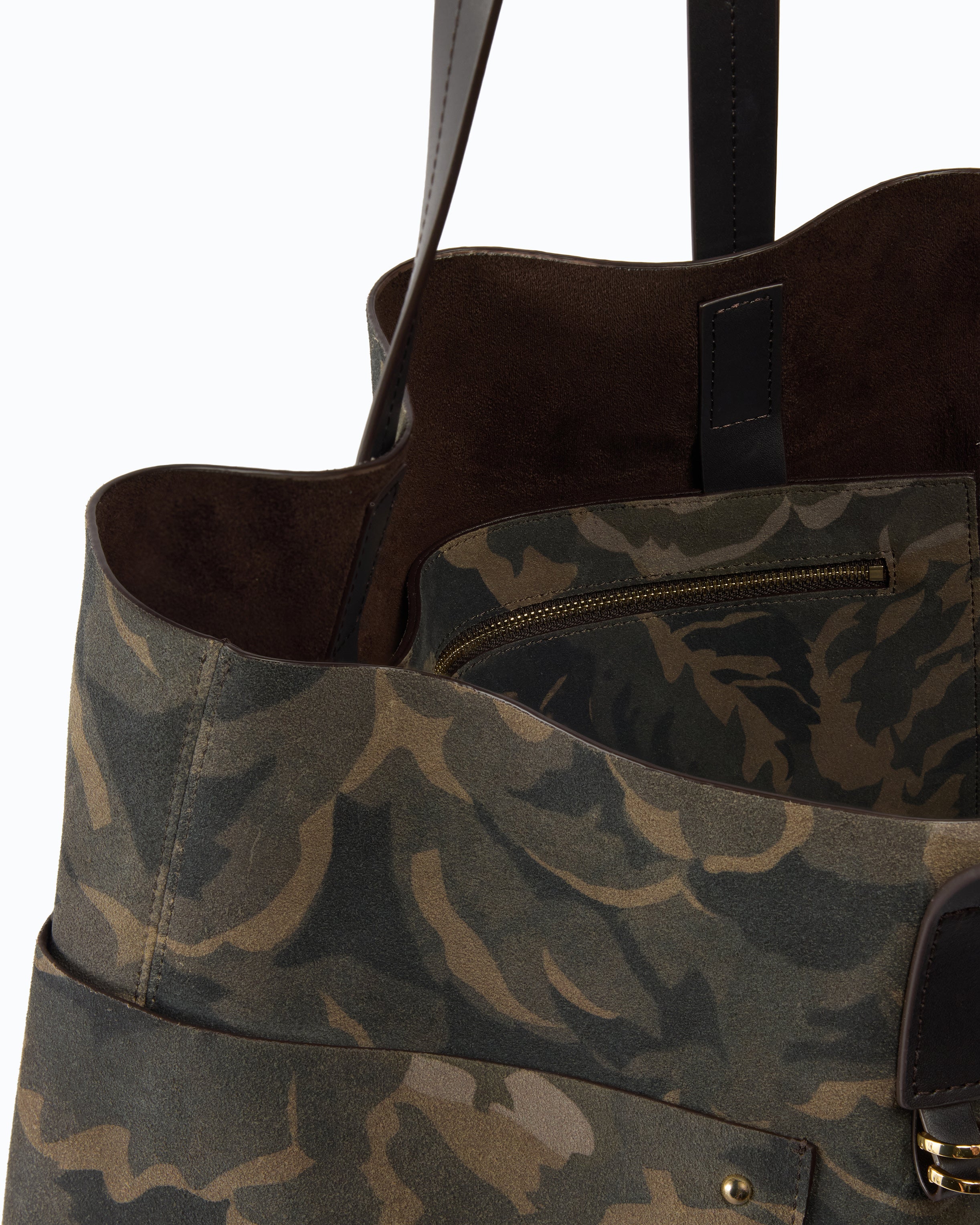 Pinko Shopper torebka zamszowa moro ćwieki