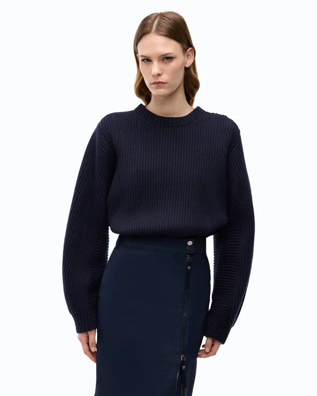 Pinko Sweter z mieszanki wełny ściągaczowy niebieski