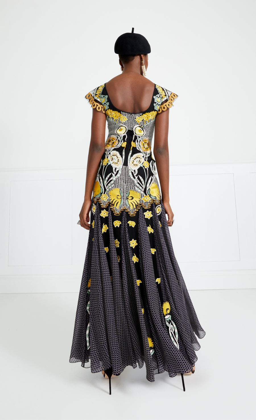 Temperley London Remi sukienka wieczorowa czarna haftowana