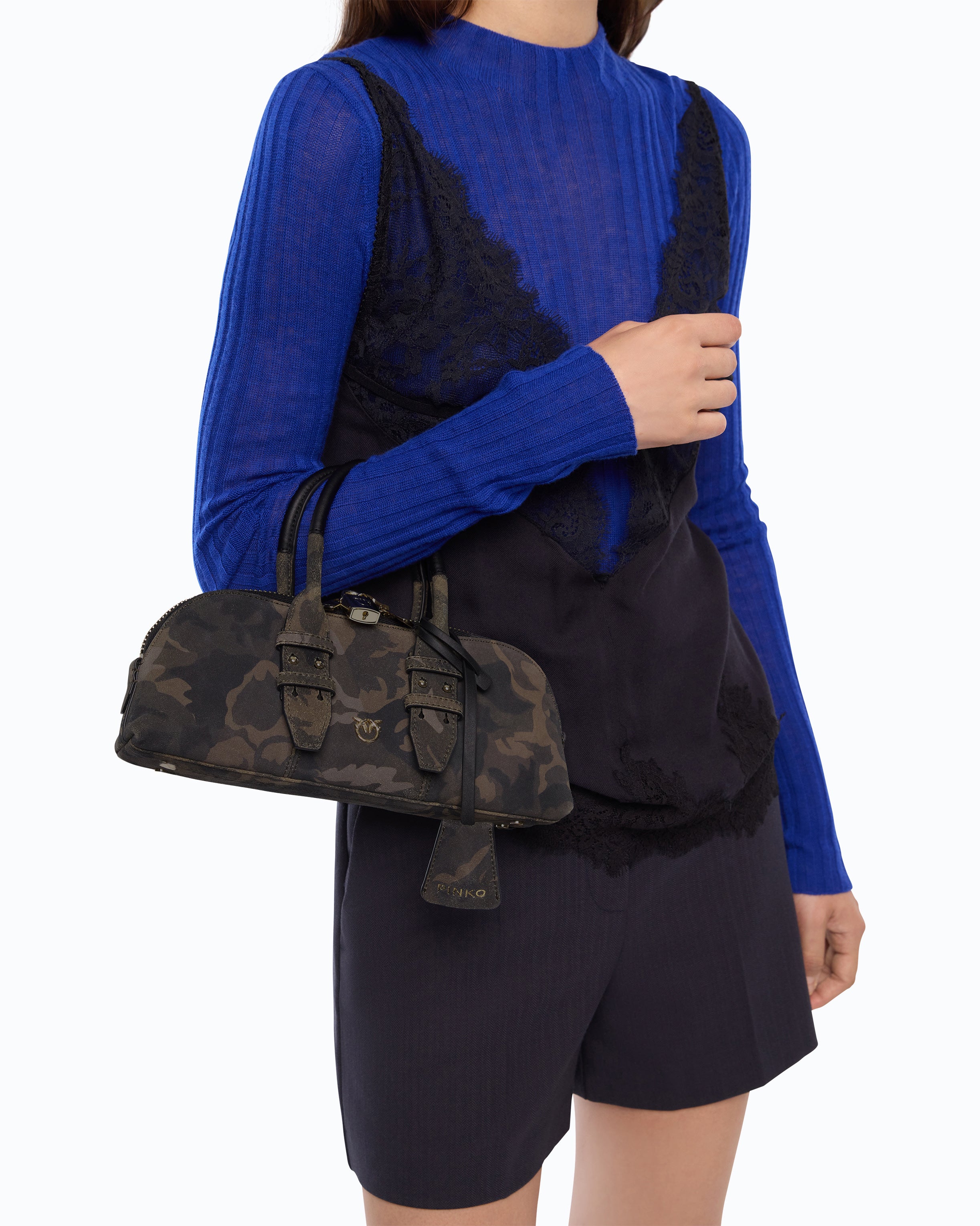 Pinko Escape Bag Horizontal torebka zamszowa moro U