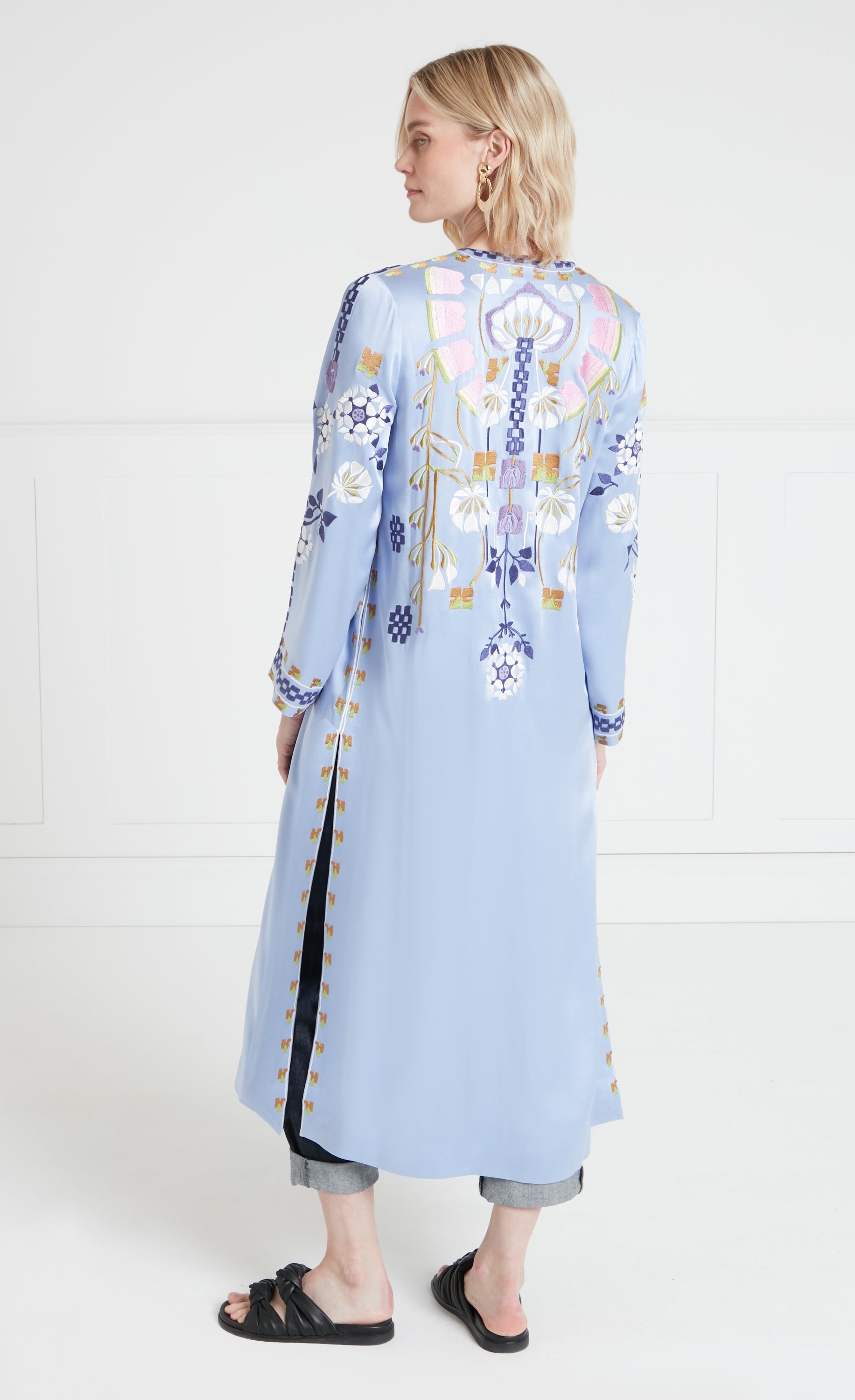 Temperley London Casa Coat płaszcz Blue haftowany